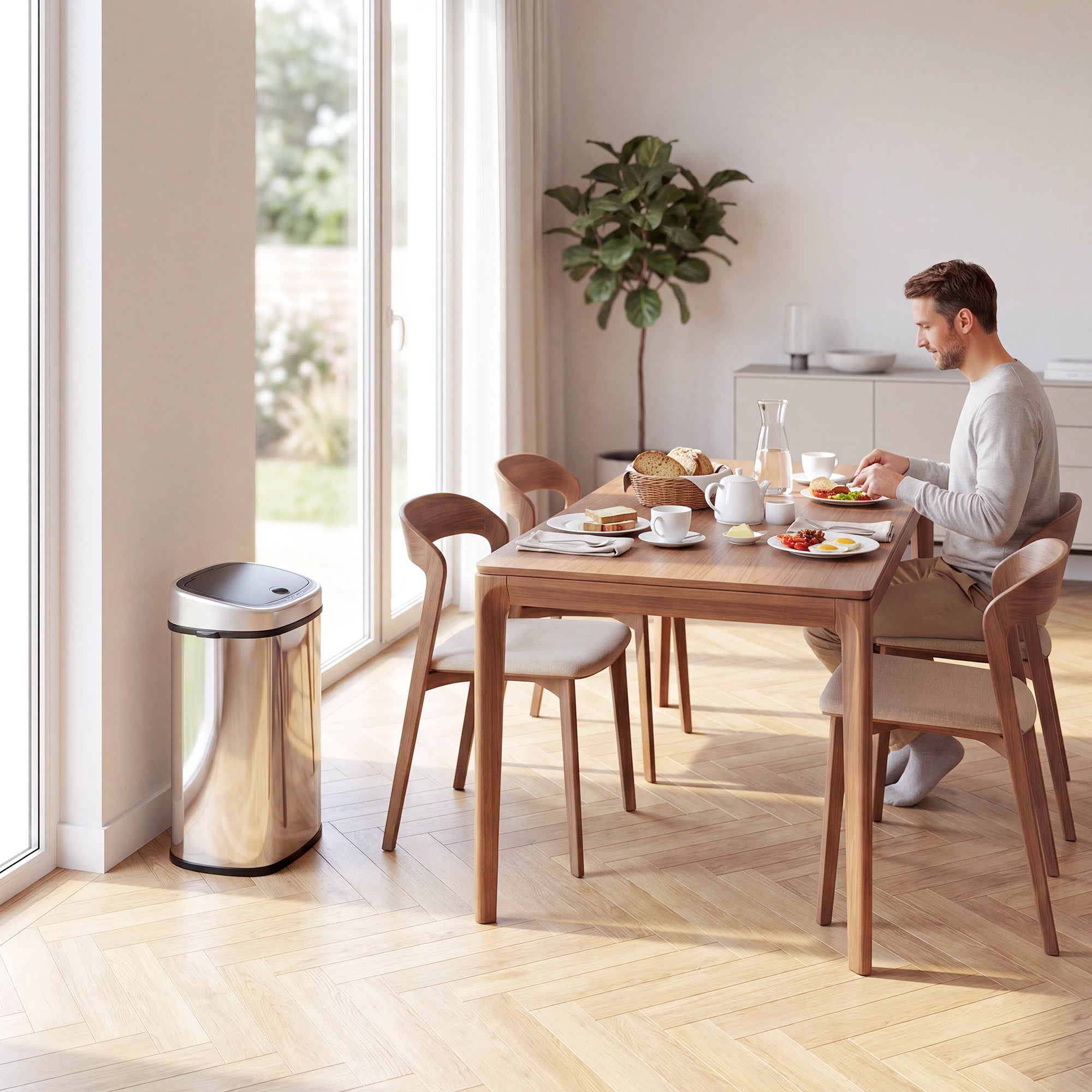 HOMCOM Stainless Steel Kitchen Sensor Dustbin Automatic Touchless Rubbish Garbage Waste Bin 48L Silver