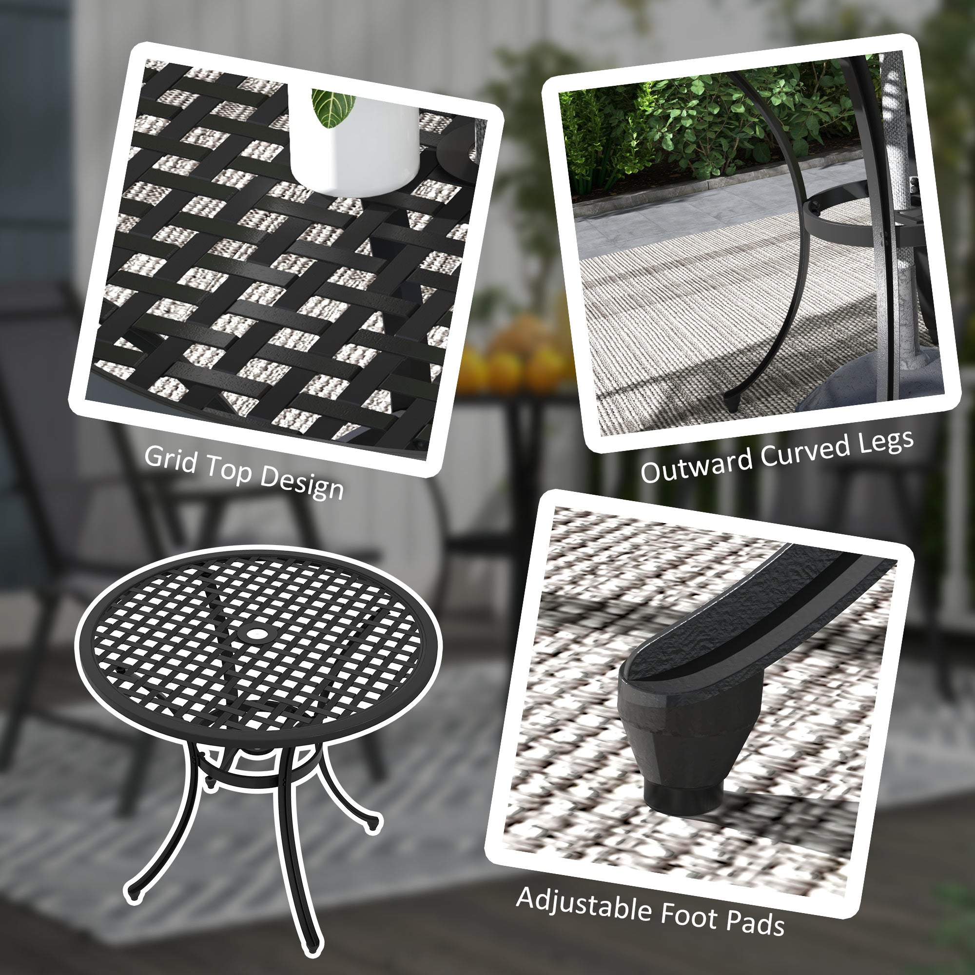 Outsunny Round Aluminium Table, with ⌀50mm Parasol Hole - North Peak Garden Furniture