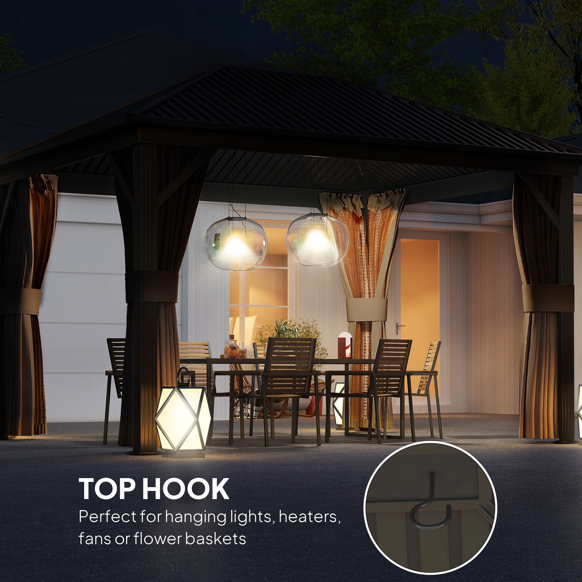 Outsunny 3.6 x 3(m) Aluminium Frame Hardtop Gazebo, with Accessories - North Peak Garden Furniture