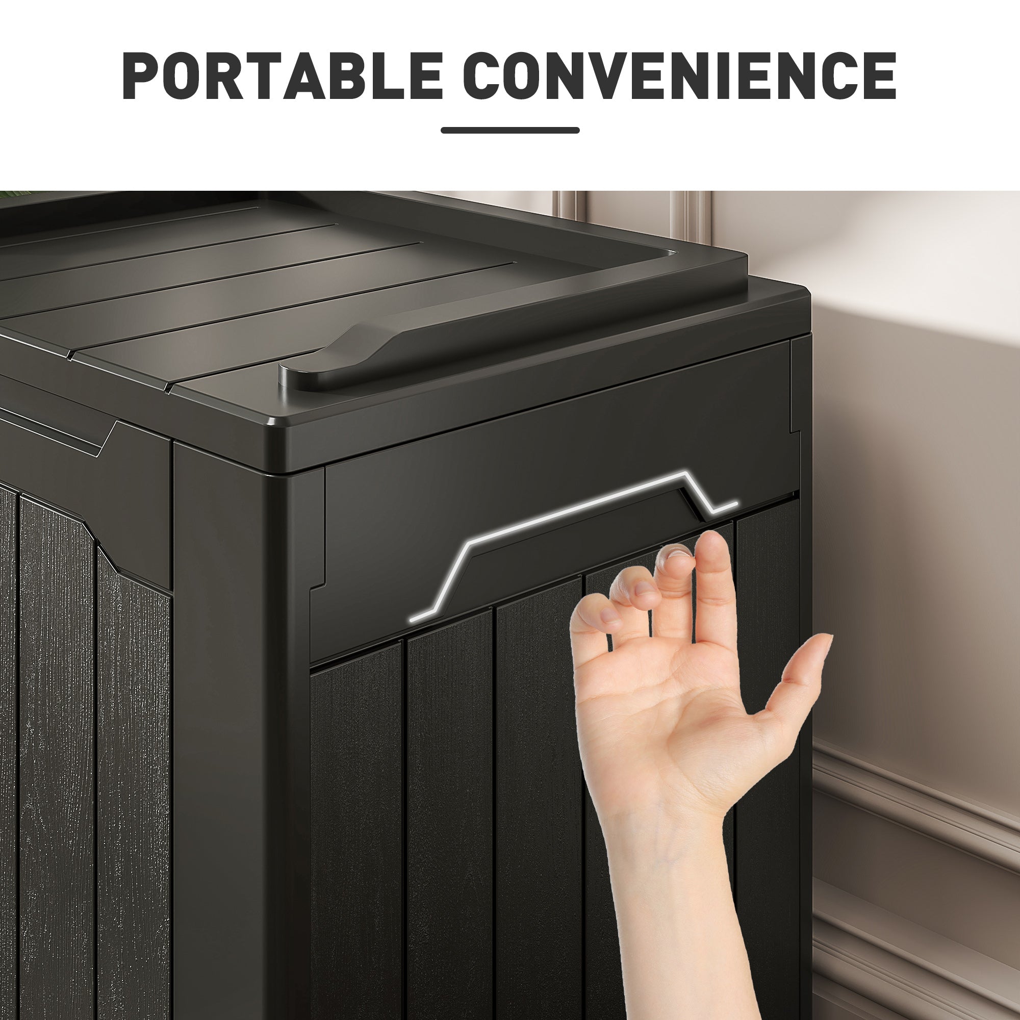 HOMCOM 107 L Plastic Storage Chest with Lid - Charcoal Grey - North Peak Garden Furniture