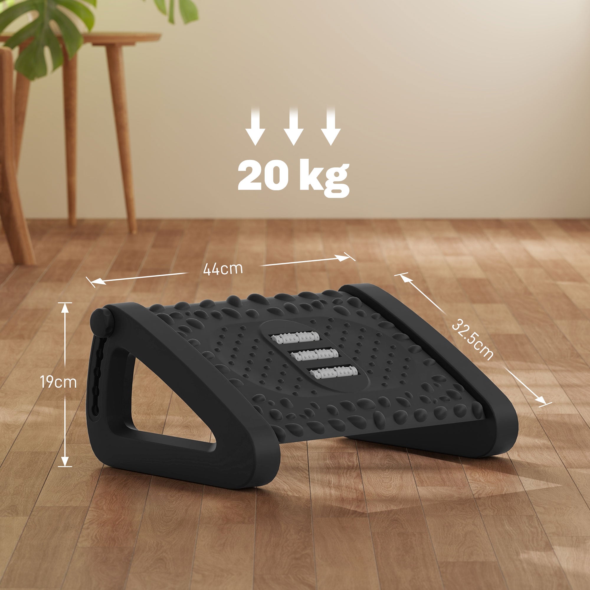 HOMCOM 10°-45° Six-Angle Massage Footrest - Black - North Peak Garden Furniture