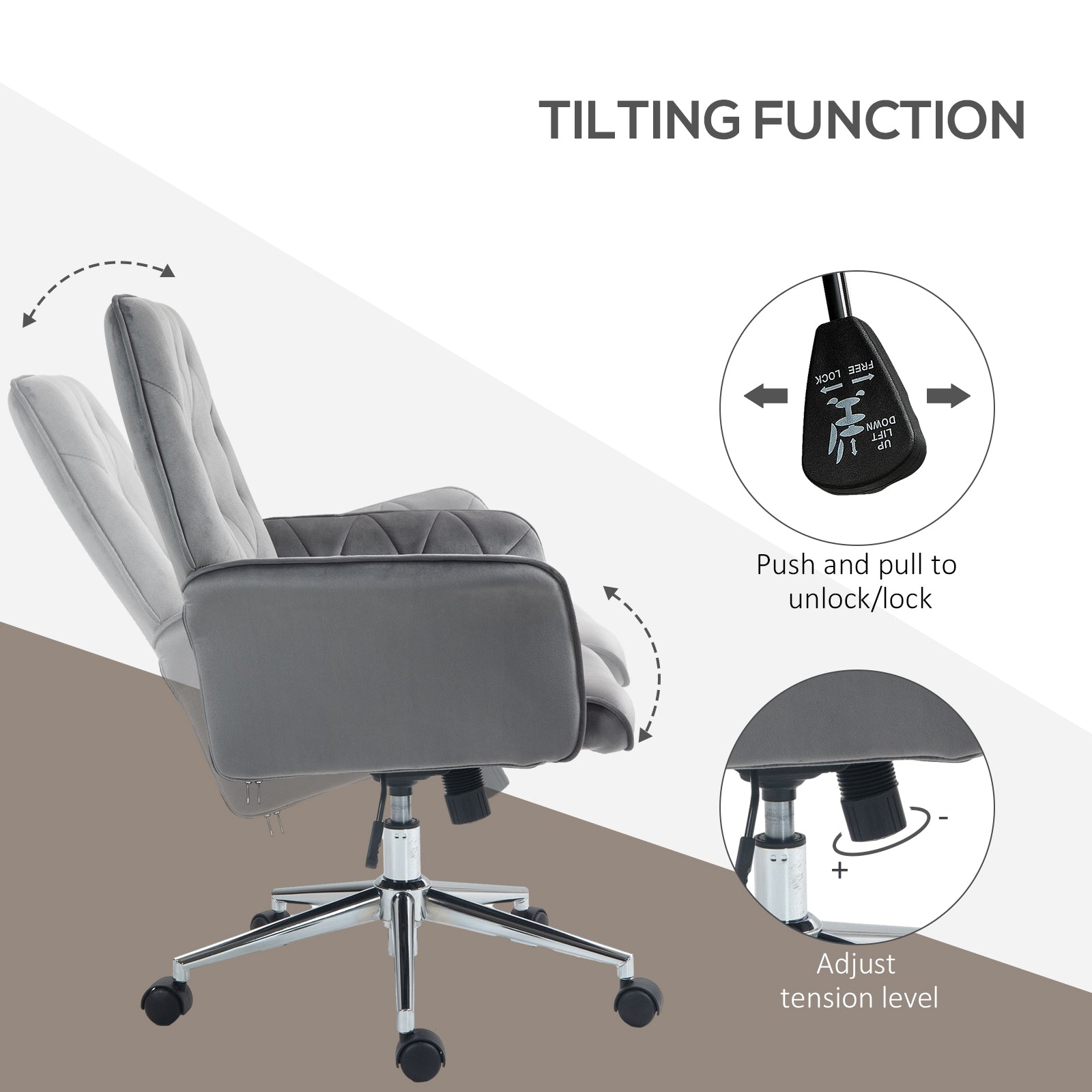 Vinsetto Linen Computer Chair with Armrest, Modern Swivel Chair with Adjustable Height, Dark Grey - North Peak Garden Furniture