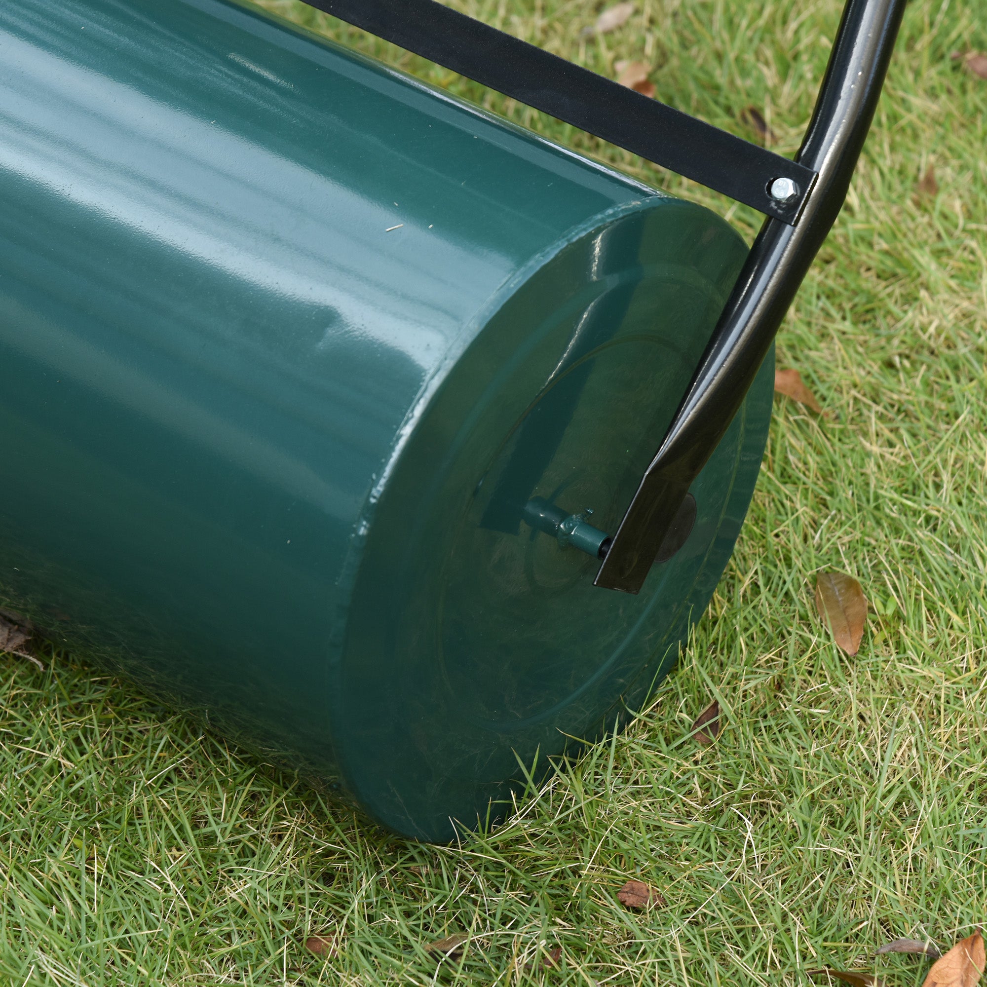 Outsunny 30 L Heavy Duty Water Or Sand Filled Φ30cm Garden Steel Lawn Roller Drum - Green