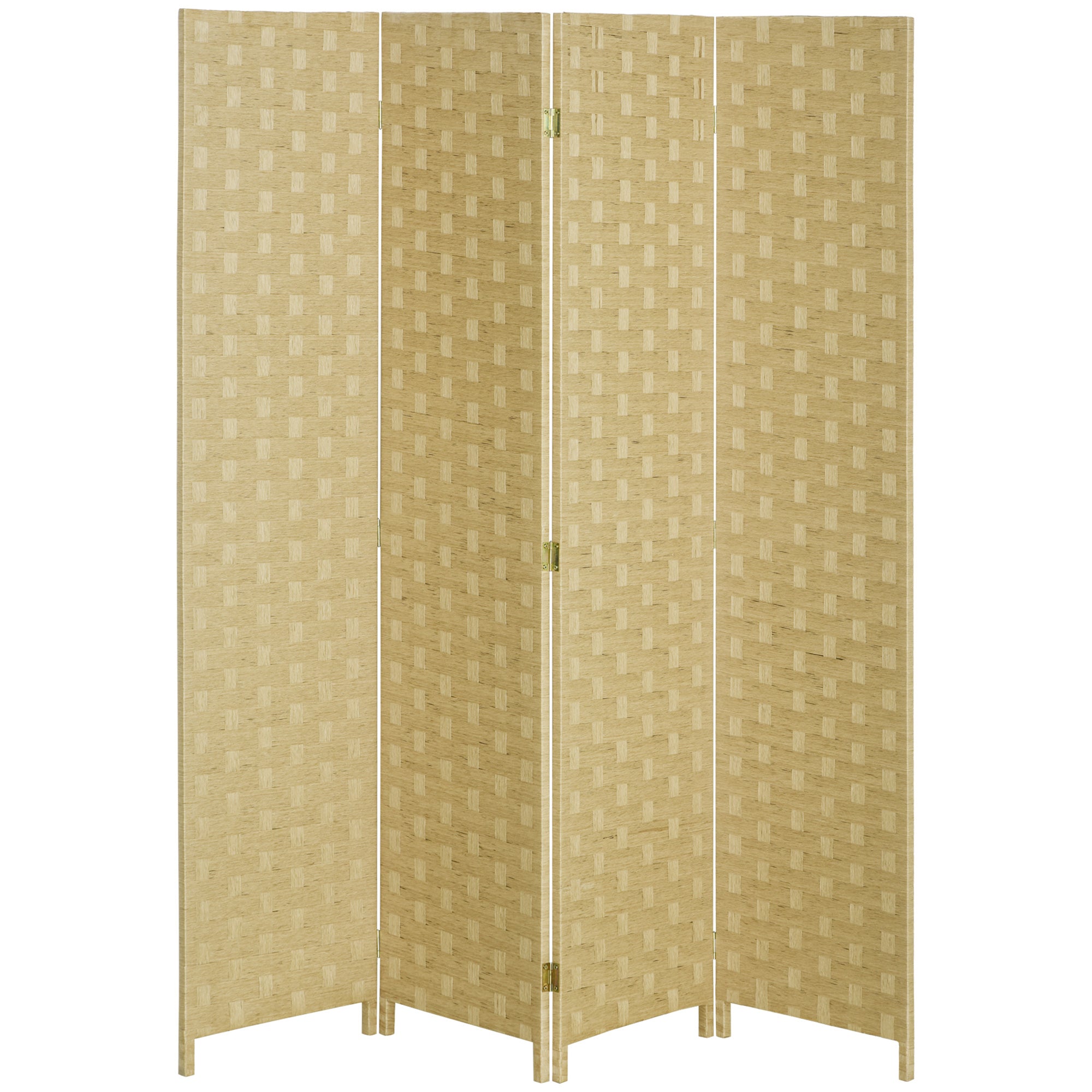 HOMCOM 4-Panel Room Dividers, Wave Fibre Freestanding Folding Privacy Screen Panels, Partition Wall Divider for Indoor Bedroom Office, 170 cm, Brown - North Peak Garden Furniture