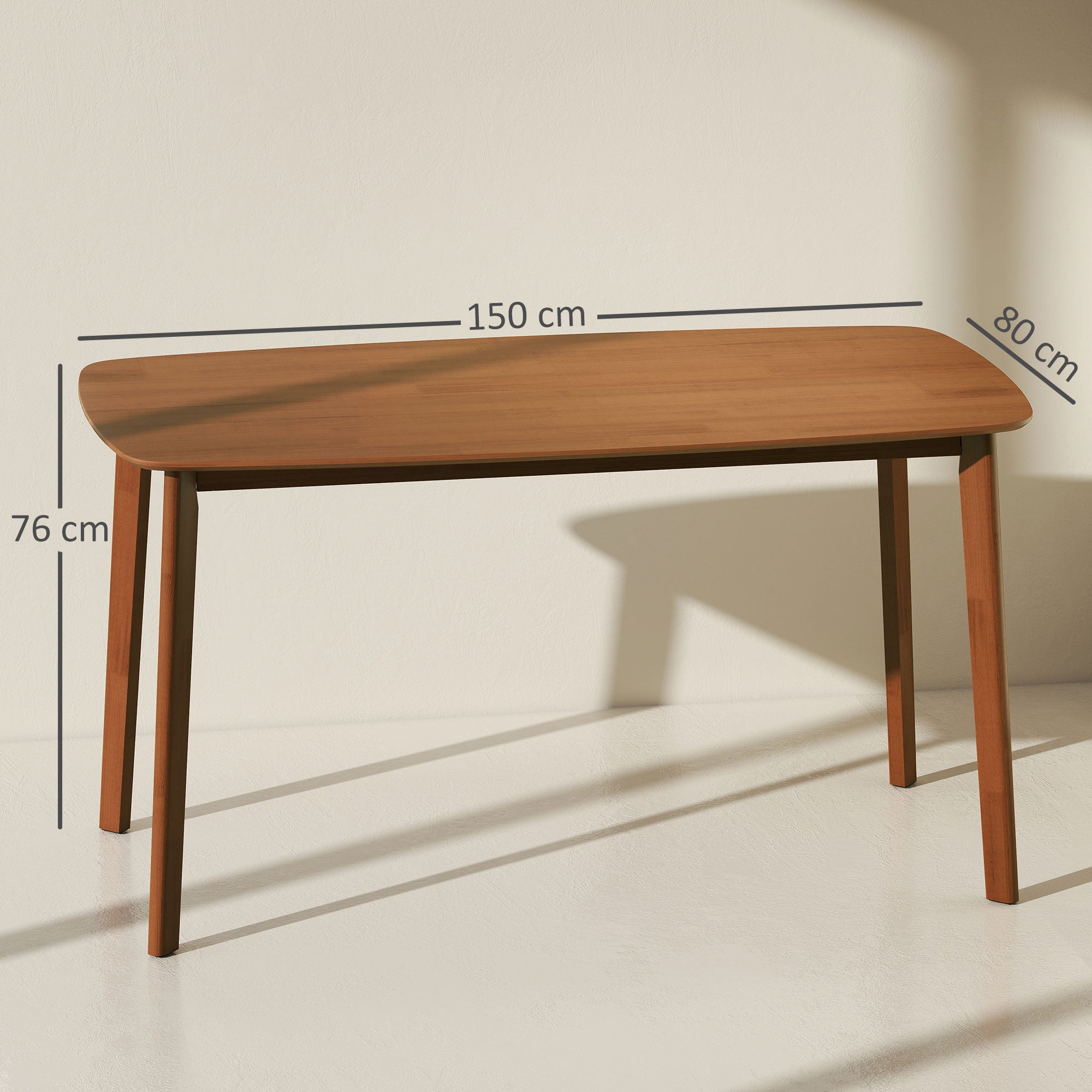 HOMCOM Pine Wood Rectangular Dining Table - Light Brown