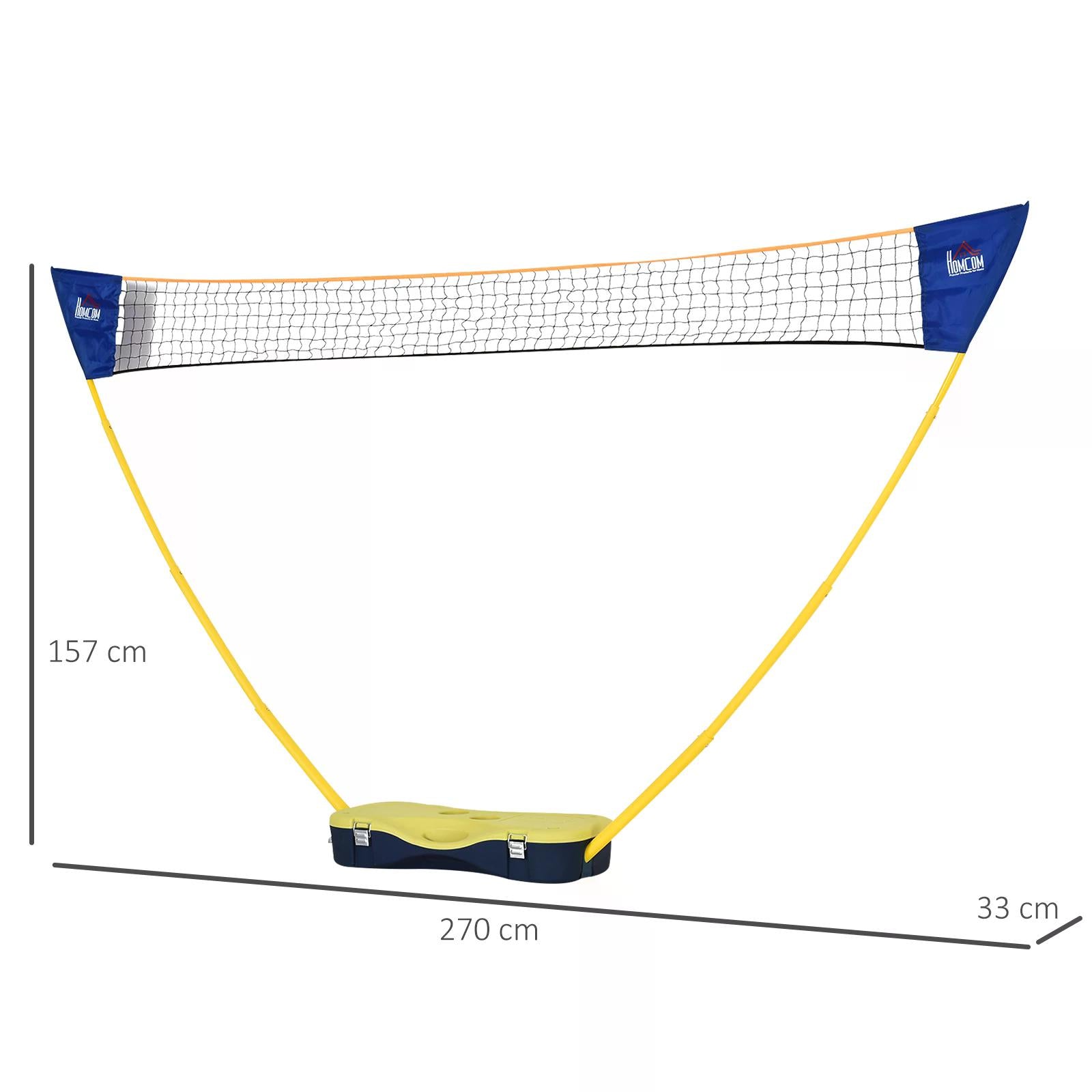 HOMCOM Portable Folding Badminton Net Set with 4 Badminton Rackets and 2 Nylon Shuttlecocks, for Adults Kids Indoor Outdoor Exercise Training