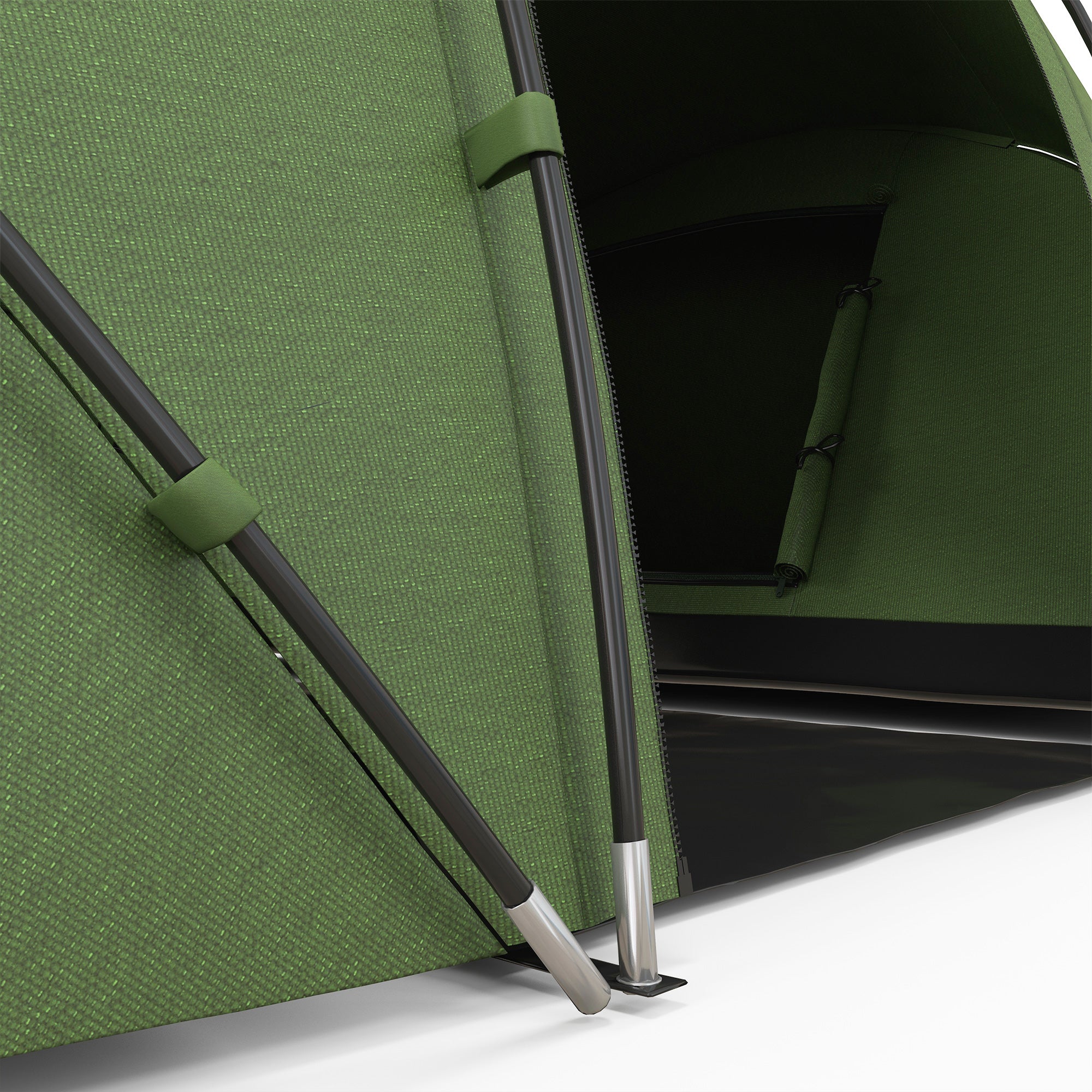 Outsunny 4-6 Man Camping Tent w/ Two Bedroom, Hiking Sun Shelter, UV Protection Tunnel Tent, Dark Green - North Peak Garden Furniture