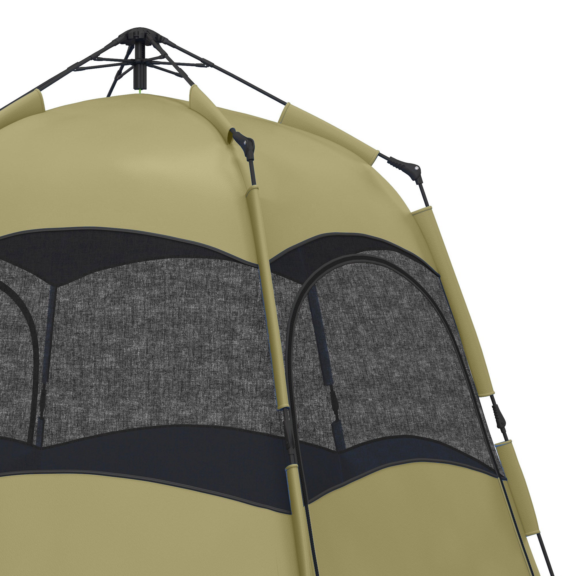 Outsunny Six Man Hexagon Camping Tent with Hang Hook and Carry Bag - Dark Green and Light Grey - North Peak Garden Furniture