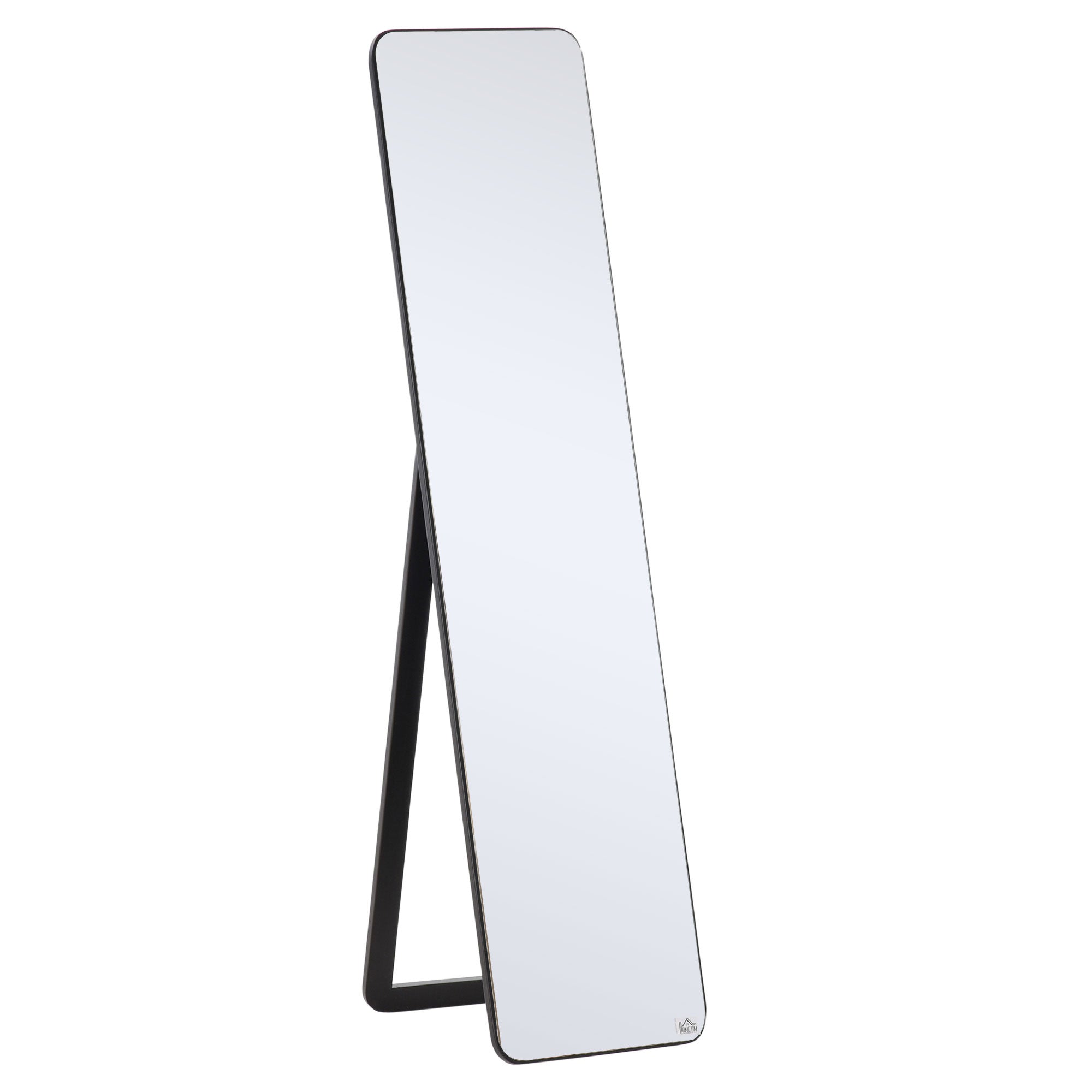 HOMCOM Full Length Mirror, Free Standing or Wall Hanging, Tall Full Body Mirror for Bedroom, Hallway, Black - North Peak Garden Furniture