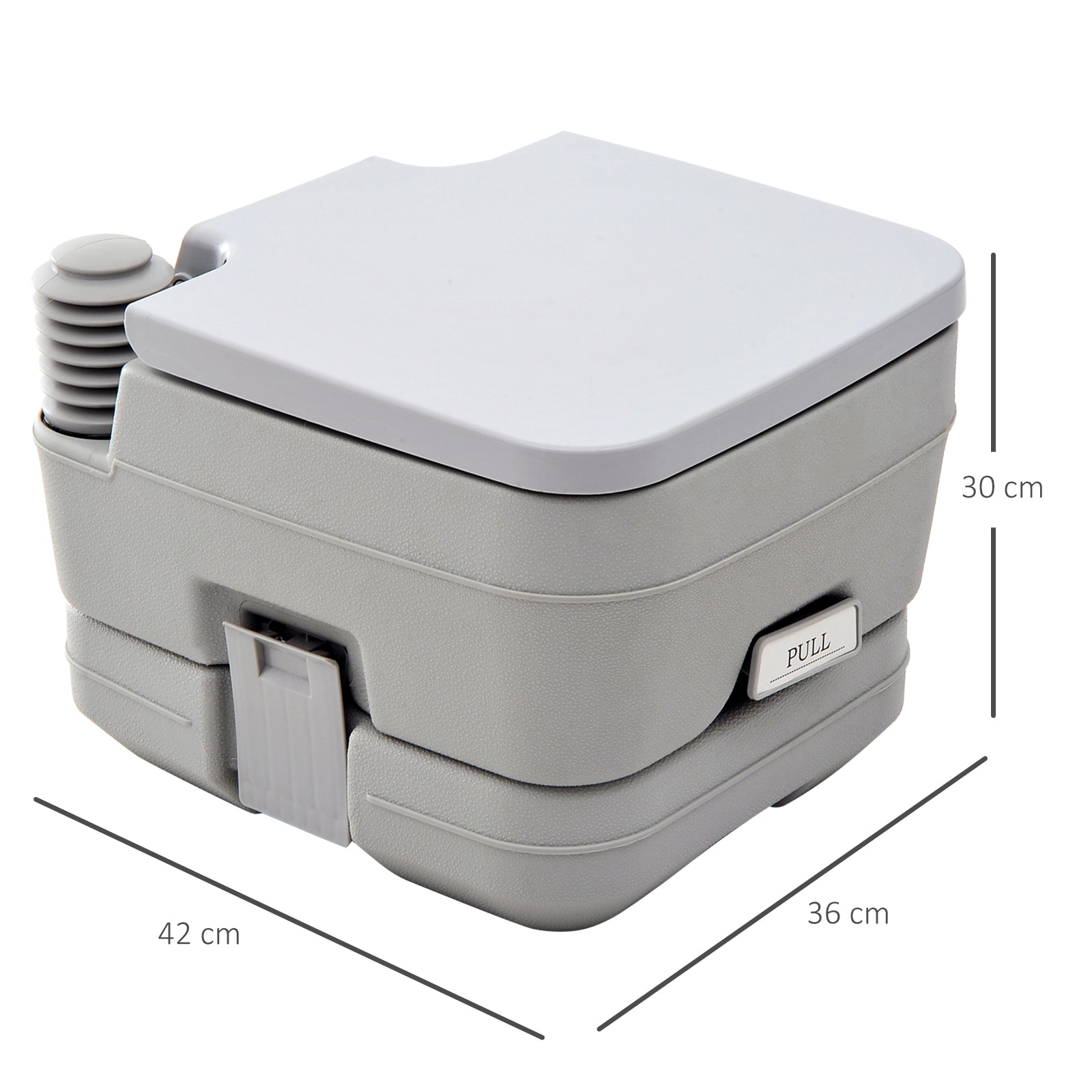 HOMCOM 10L Portable Travel Toilet Outdoor Camping Picnic with 2 Detachable Tanks & Push-button Operation, Grey