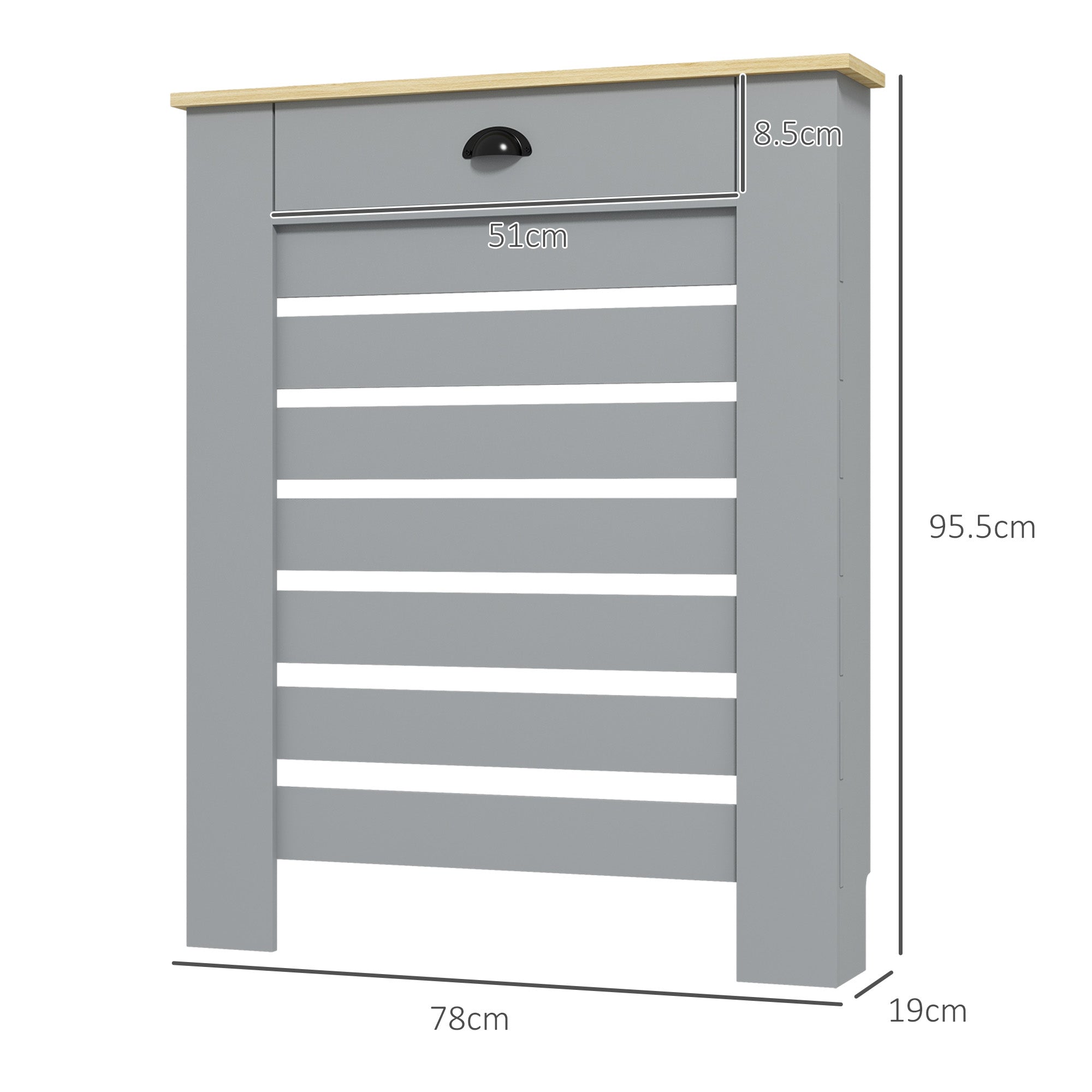 HOMCOM 95.5H x 78Wcm Radiator Cover, with Drawer - Grey - North Peak Garden Furniture