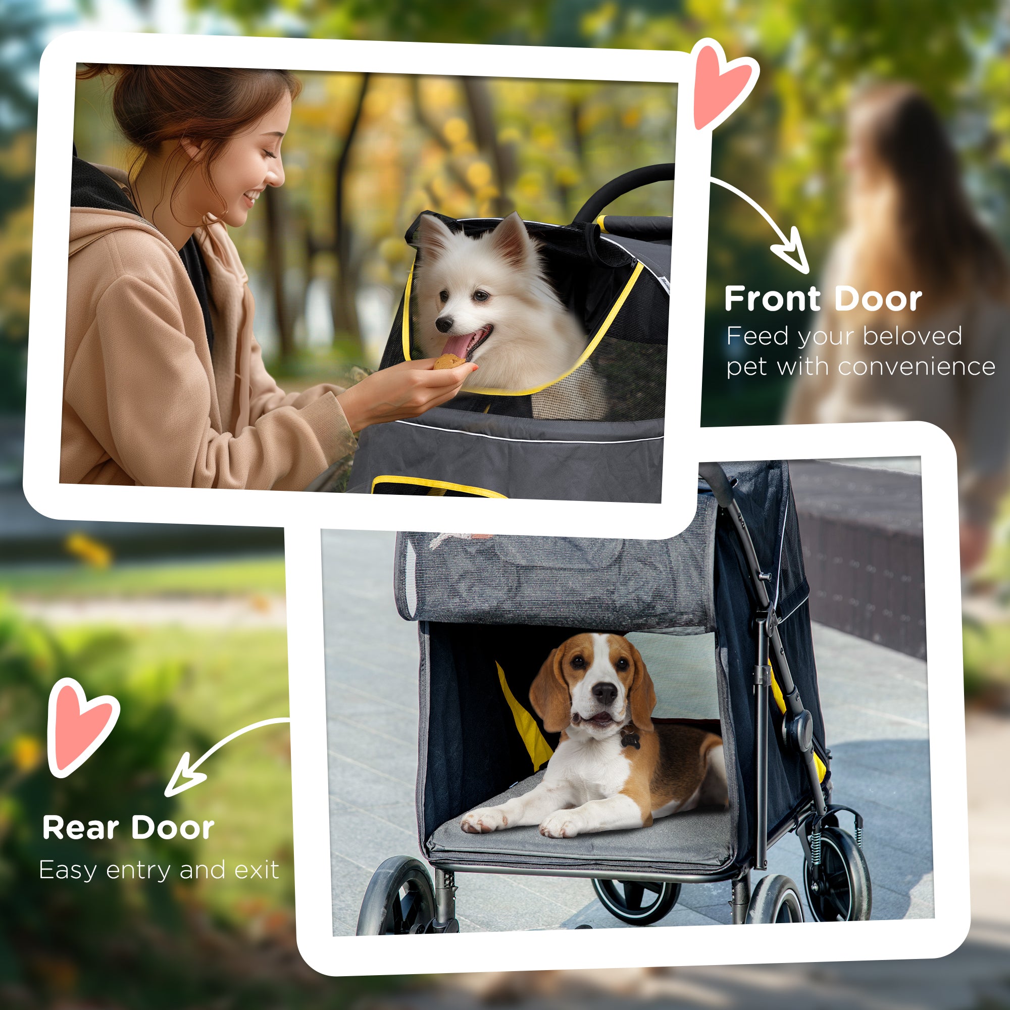 PawHut Foldable Pet Stroller, with Universal Wheels, Shock Absorber, for Medium and Large Dogs - Grey - North Peak Garden Furniture