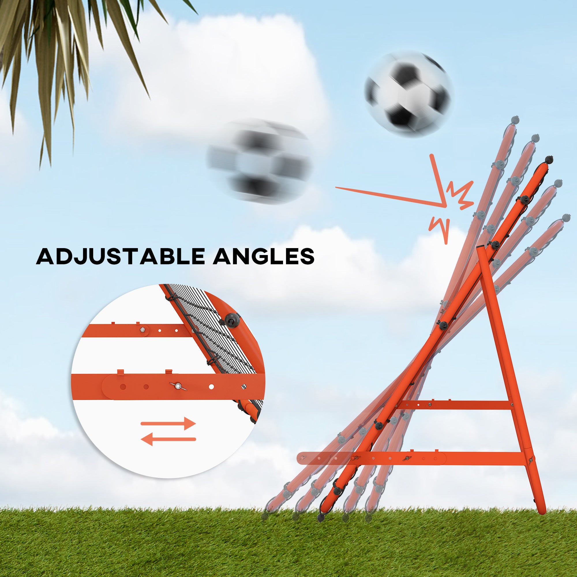 HOMCOM Adjustable Rebounder Net Kickback Target Goal for Teens Adults Training, Red - North Peak Garden Furniture