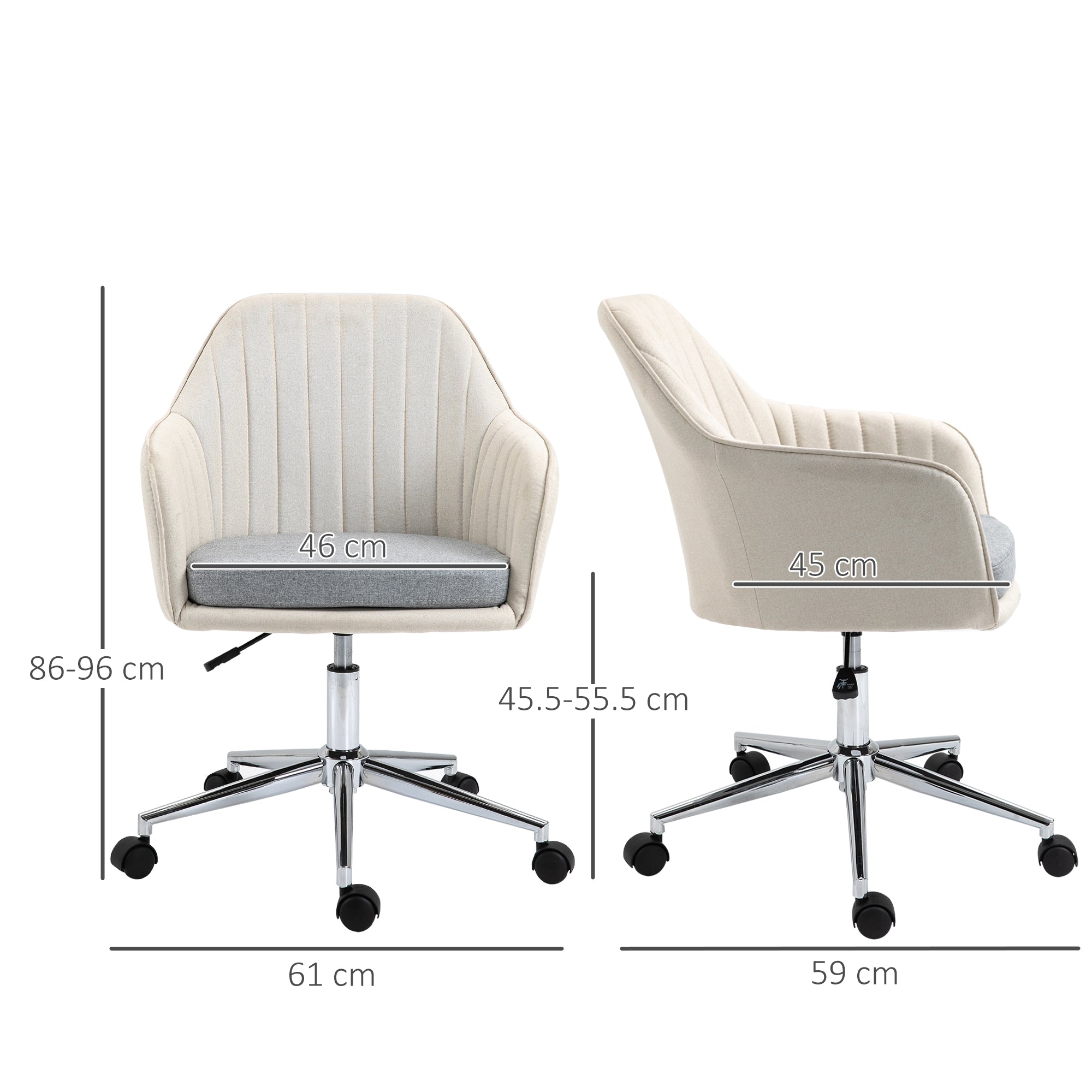 Vinsetto Home Office Chair Comfortable Computer Desk Chair Swivel Task Chair with Golden Base, Vanity Chair for Teens Adults Bedroom, Beige - North Peak Garden Furniture