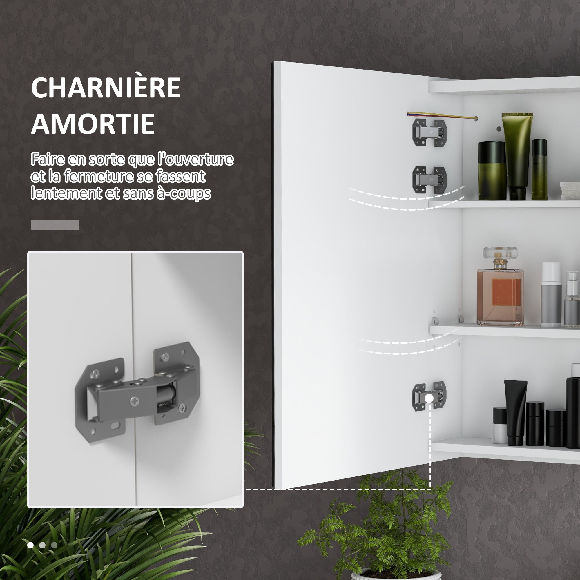 kleankin Bathroom Mirror Cabinet with Light, Bathroom Storage Cupboard with Adjustable Shelf, USB Powered, 90x15x70cm, White - North Peak Garden Furniture