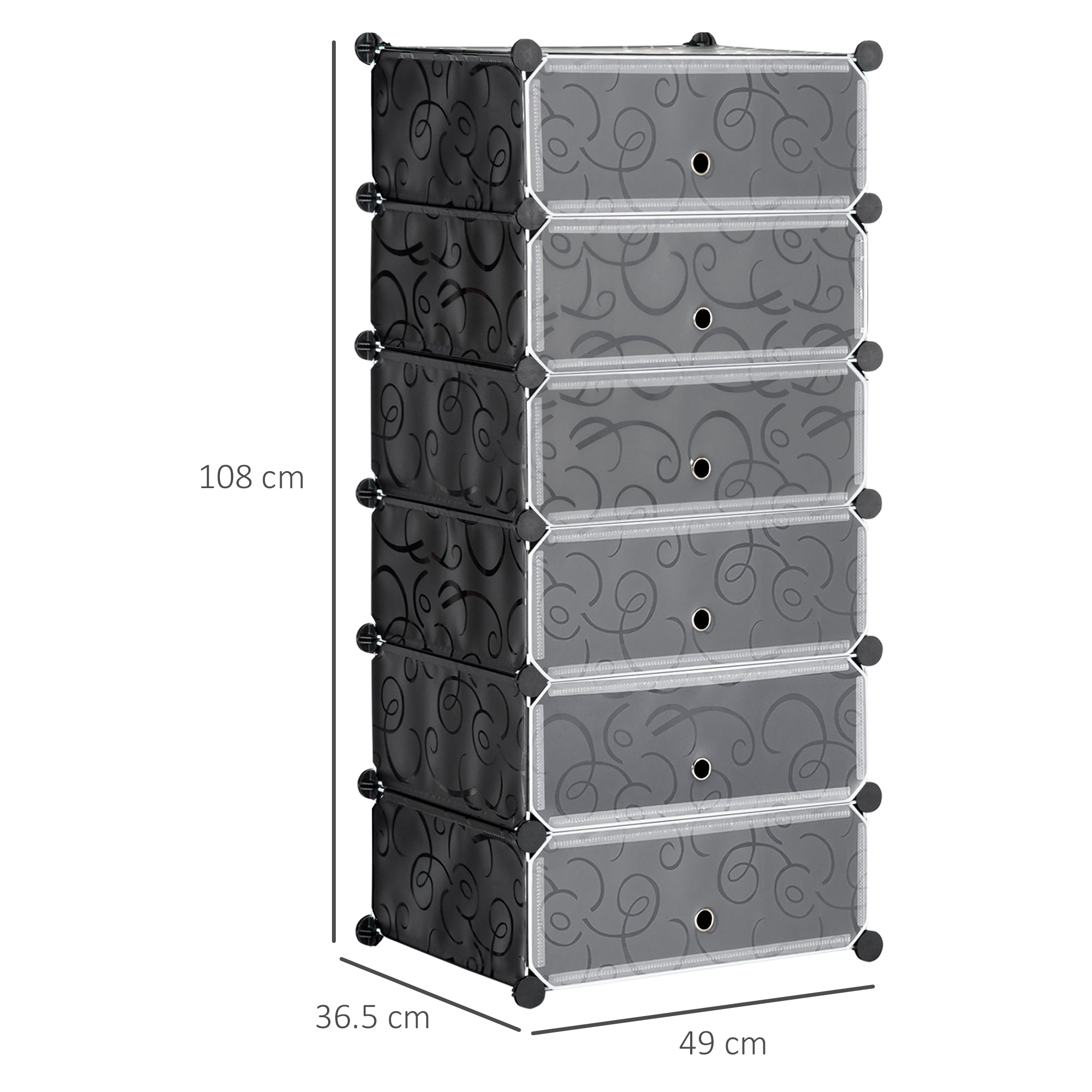 HOMCOM Six Cube Modular Storage Storage Unit - Black - North Peak Garden Furniture