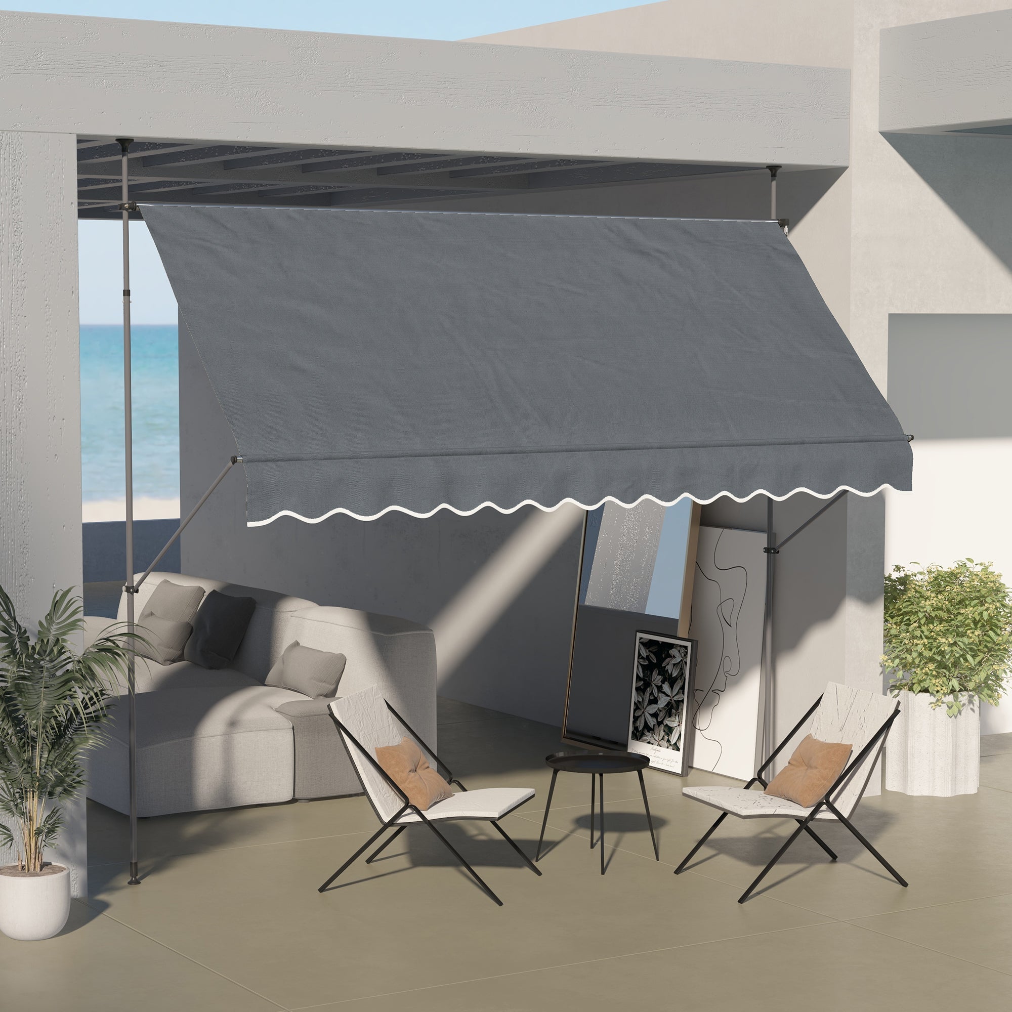 Outsunny 3.5 x 1.2m Manual Retractable Awning - Grey