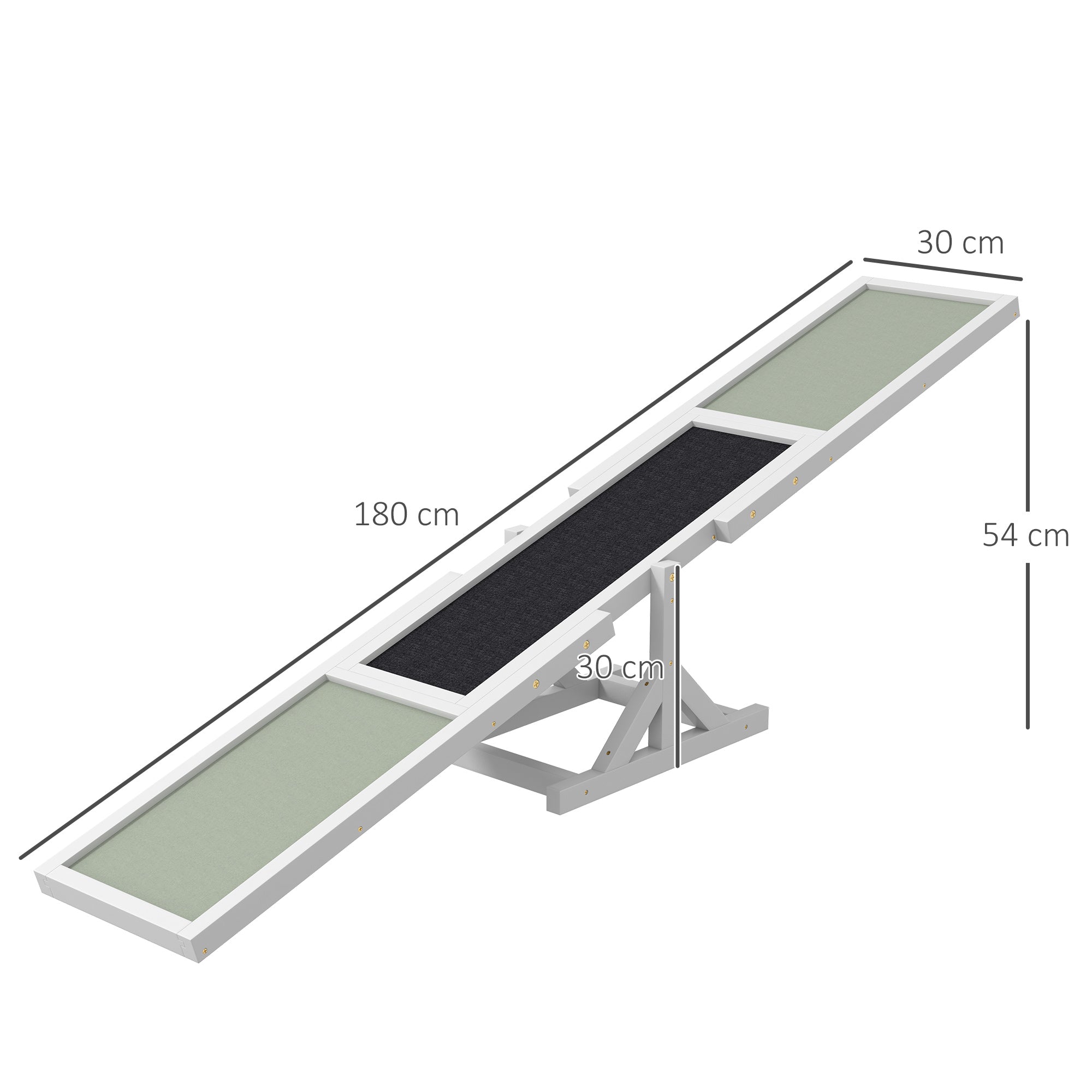 PawHut Wooden Pet Seesaw for Big Dogs, Dog Agility Equipment with Anti-Slip Surface - White - North Peak Garden Furniture