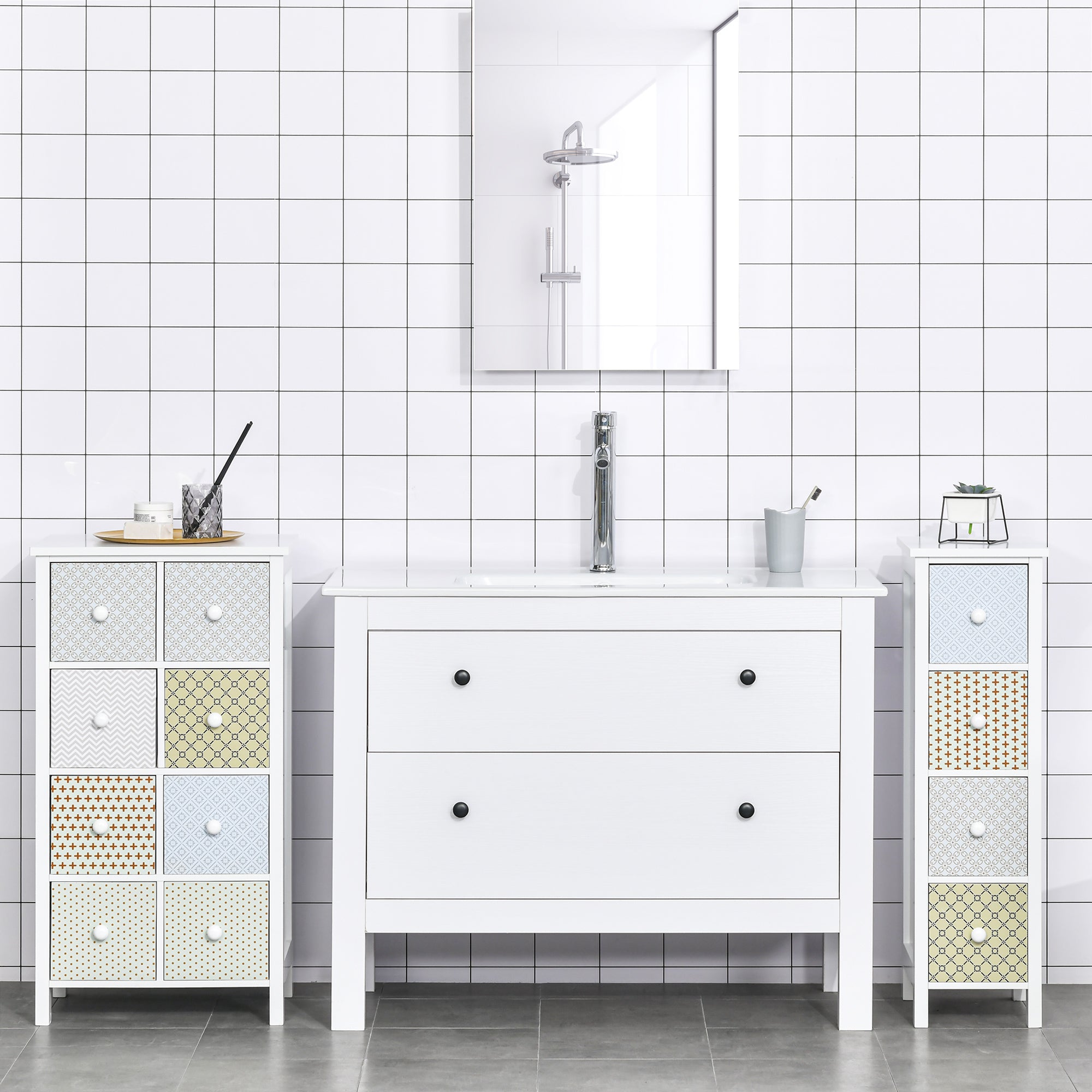 HOMCOM Chest of Drawers, 4 Drawer Dresser, Storage Organizer Toilet Tissue Cabinet for Bedroom, Bathroom - North Peak Garden Furniture