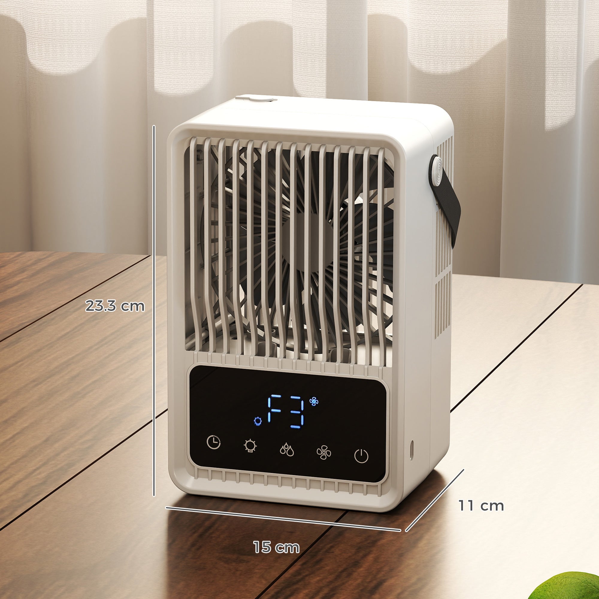 HOMCOM Desk Fan with Humidifier and RGB Light Portable Table Fan with 550ml Water Tank Black