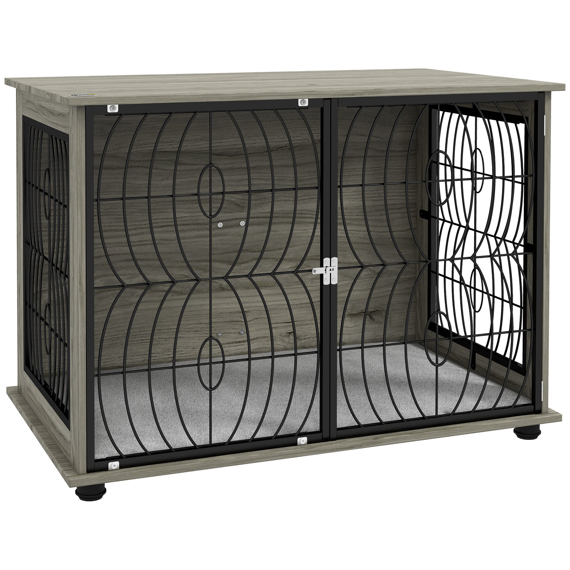 PawHut Dog Crate Furniture End Table w/ Plush Washable Cushion, Lockable Door, for Large Dogs - North Peak Garden Furniture