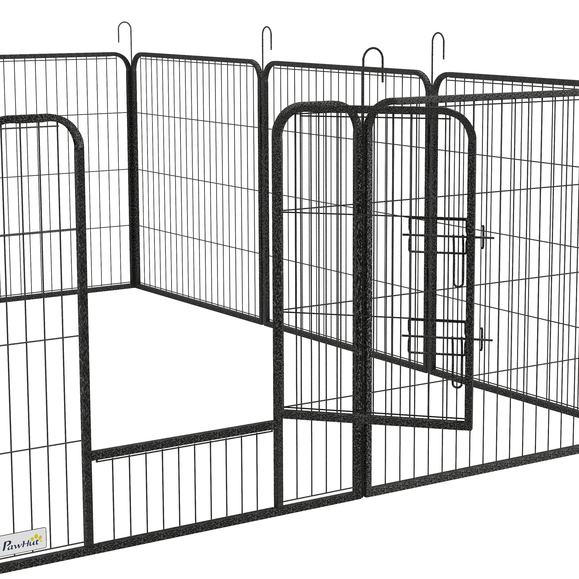 PawHut 12 Panels Heavy Duty Puppy Playpen, for Small Dogs, Indoor and Outdoor Use - Silver - North Peak Garden Furniture