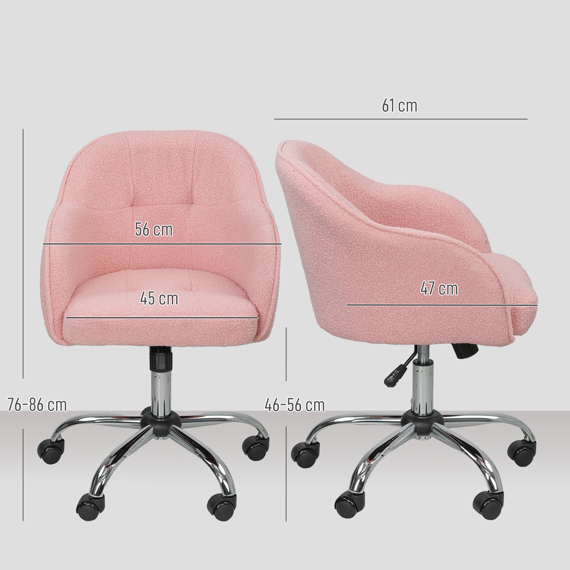 HOMCOM Teddy Fleece Swivel Office Chair - Pink