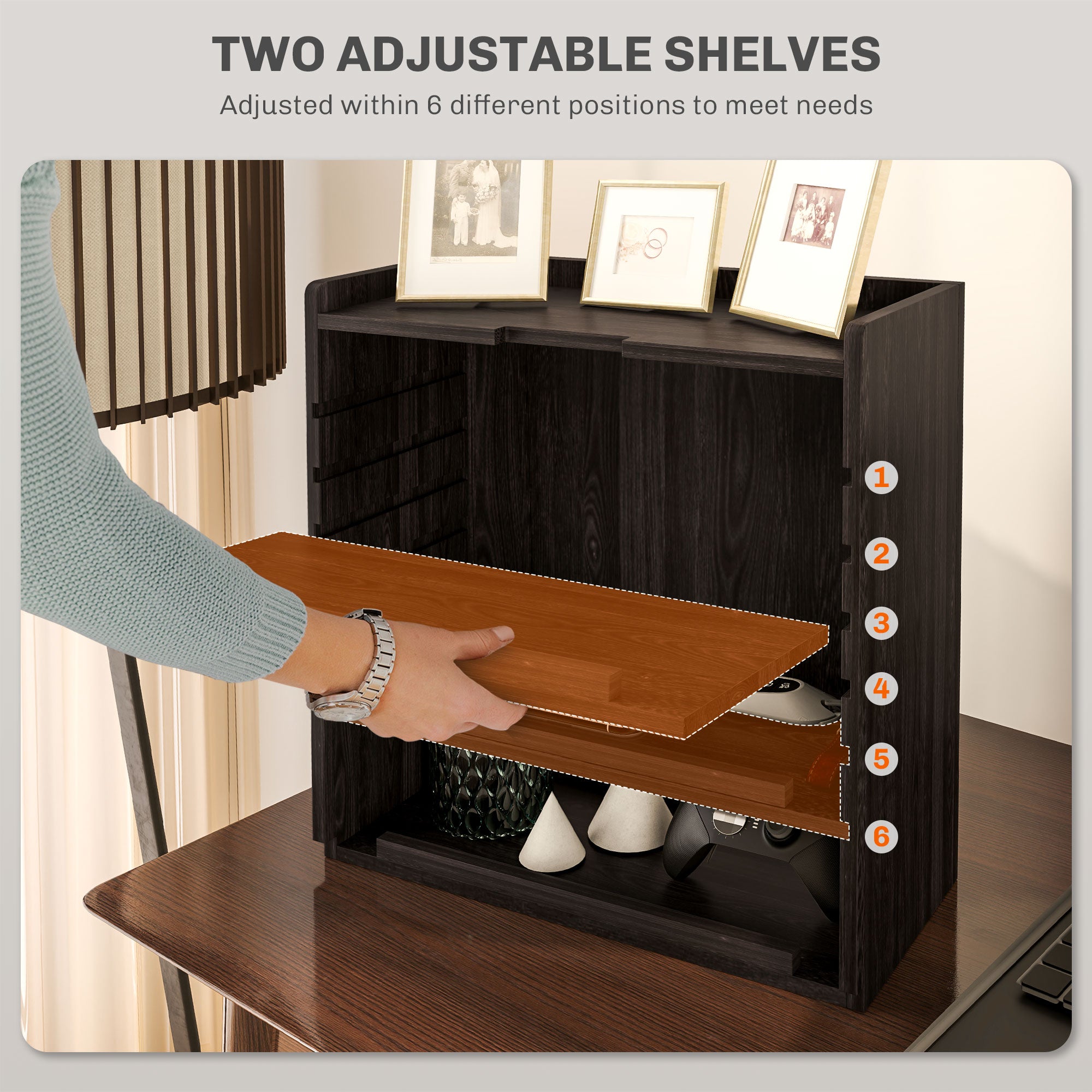HOMCOM Four-Tier Desktop Organiser - Dark Brown - North Peak Garden Furniture