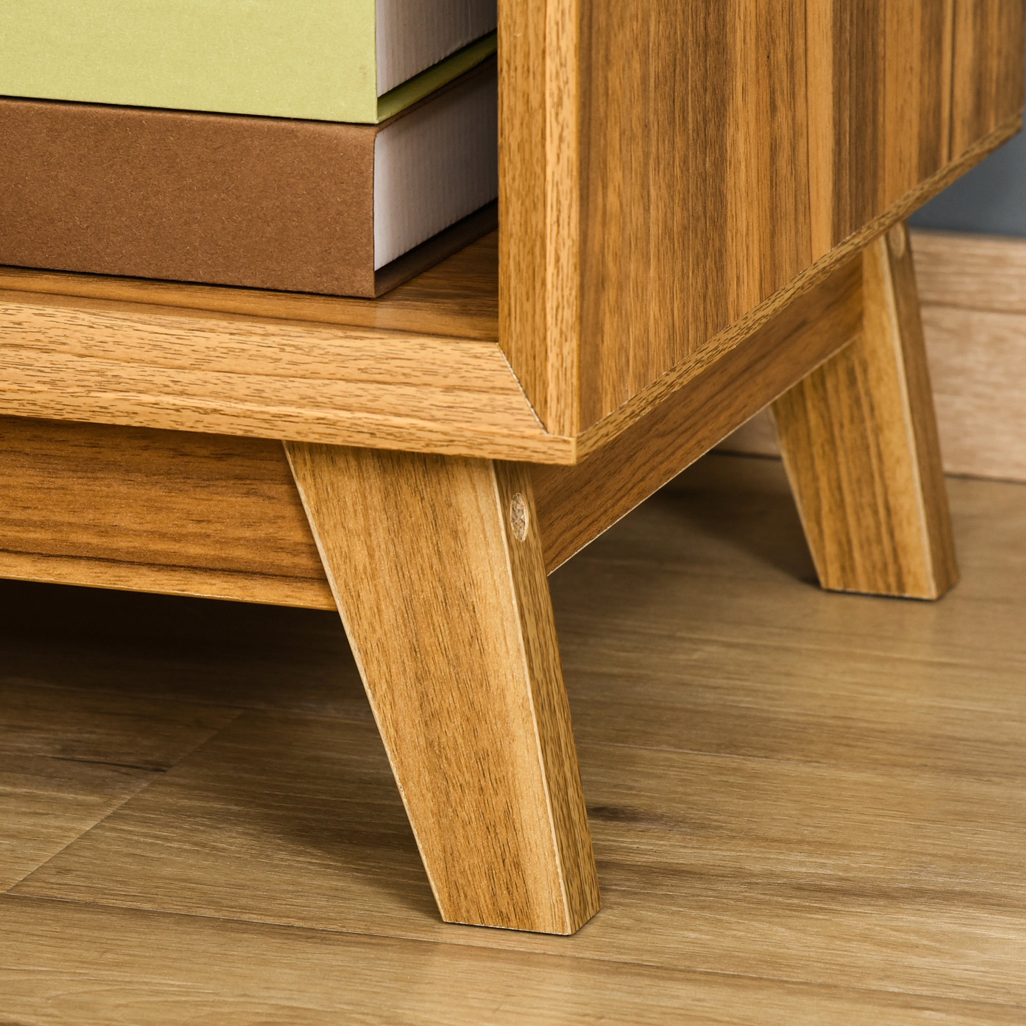 HOMCOM Modern Bedside Table Nightstand, Living Room End Table, Side Table with Drawer and Shelf, Walnut Brown - North Peak Garden Furniture