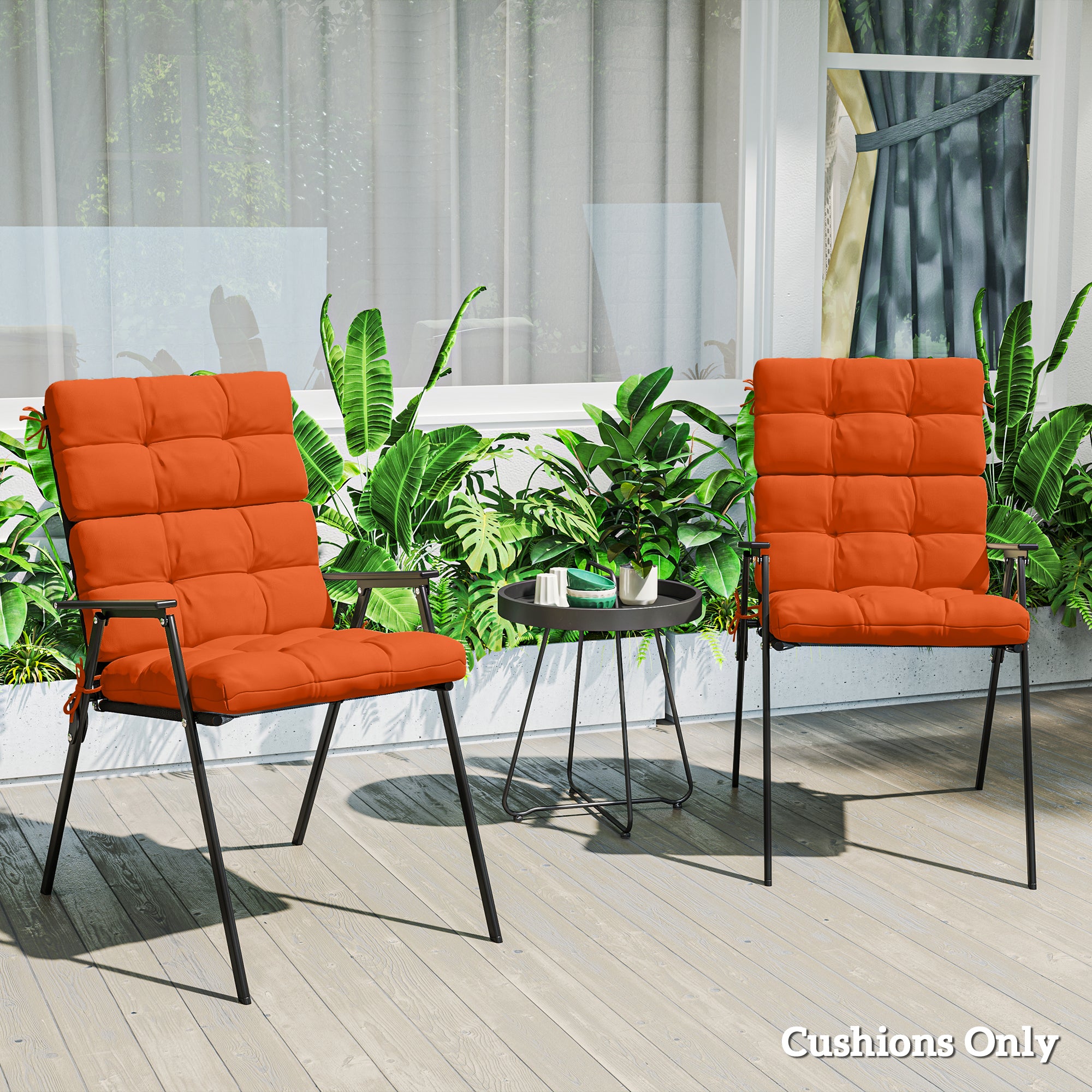 Outsunny Set of Two Padded Outdoor Seat Cushions - Orange - North Peak Garden Furniture