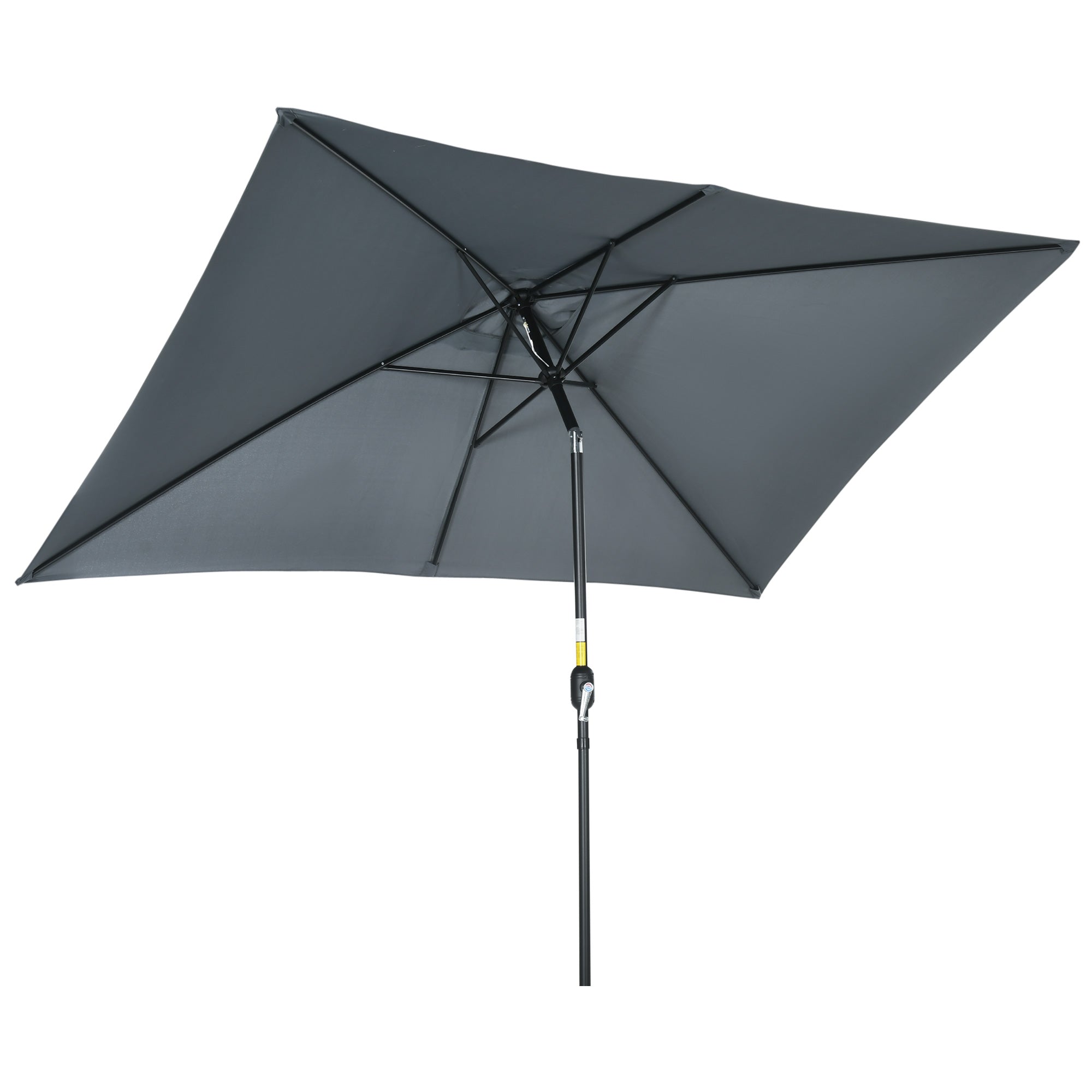 Outsunny 3x2m Patio Parasol Garden Umbrellas Canopy with Aluminum Tilt Crank Rectangular Sun Shade Steel, Dark Grey - North Peak Garden Furniture