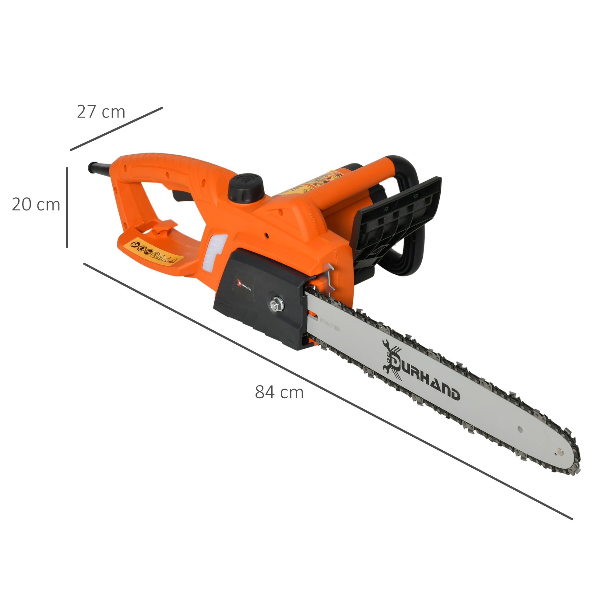 DURHAND Aluminium Electric Chainsaw with Double Brake Protection and Blade Cover, 2000 W, 40 cm, for Wood, Trees and Branches, Orange - North Peak Garden Furniture