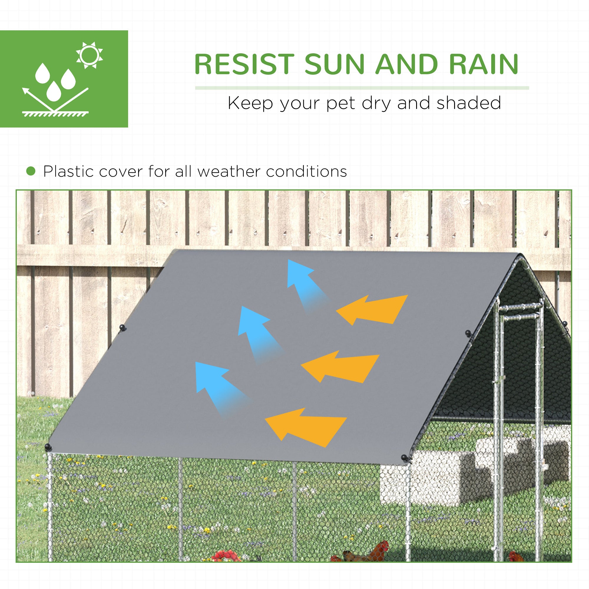 PawHut Walk In Chicken Run with Chicken Activity Shelf and Cover, 3 x 2 x 2m - North Peak Garden Furniture
