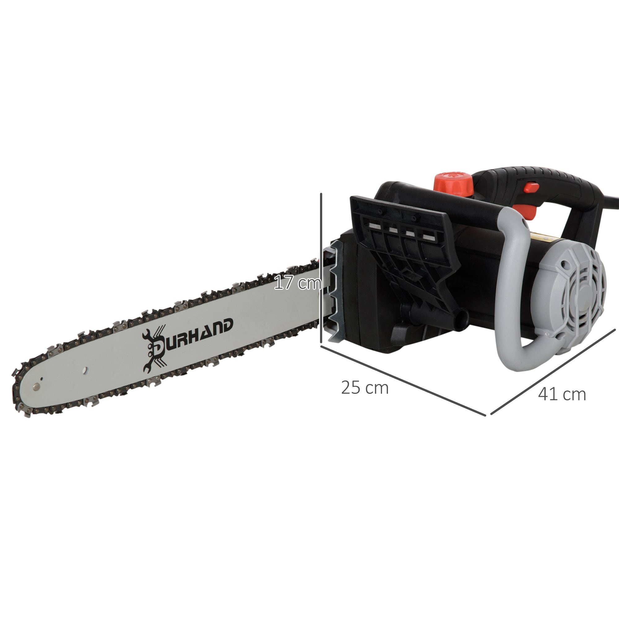 DURHAND 1600W Electric Chainsaw w/ Double Brake, Tool-Free Chain Tensioning, 40cm Guide Bar & Chain Power Saw to Cut Wood |