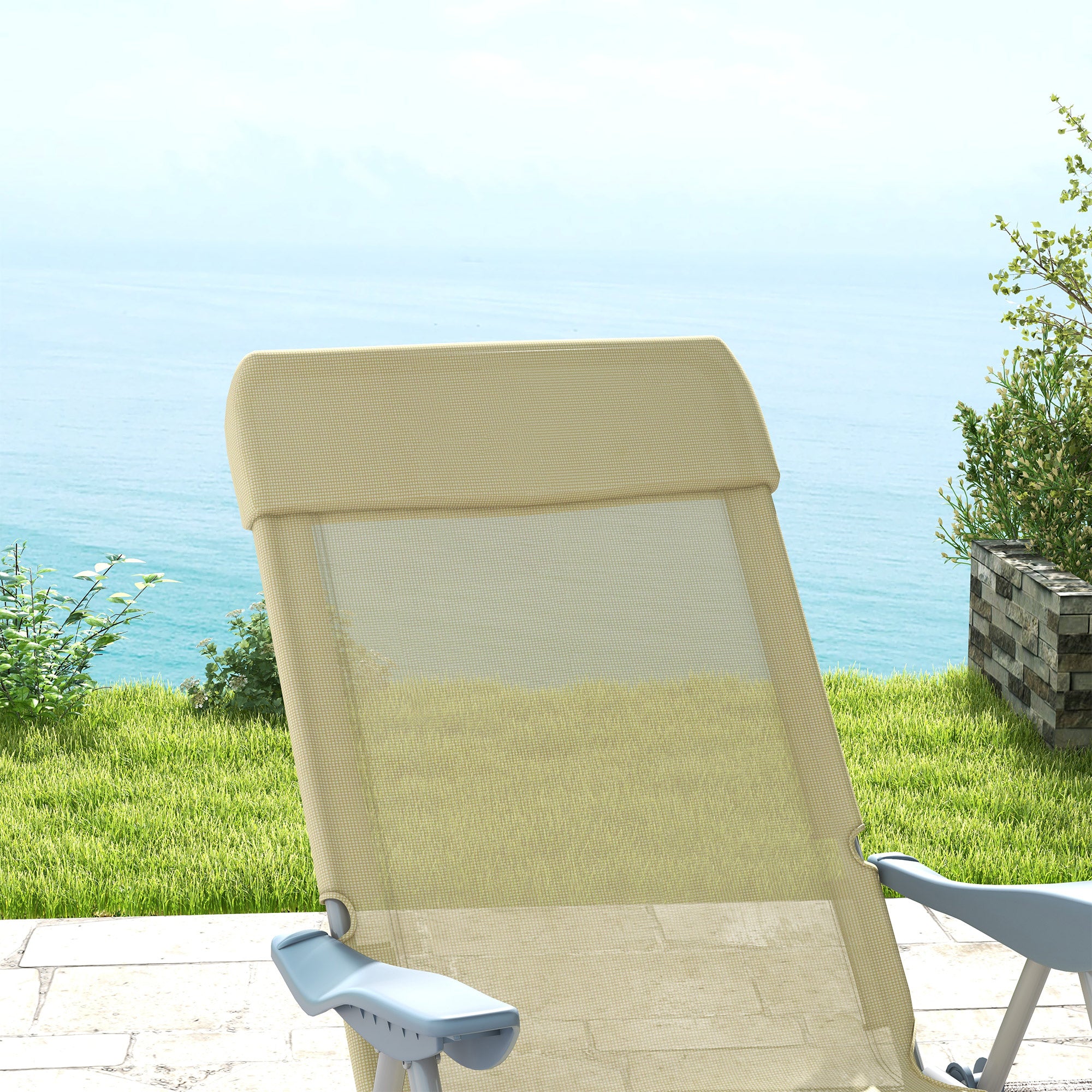 Outsunny Set of Two Sun Loungers, with Five-Position Adjustable Backs - Beige - North Peak Garden Furniture