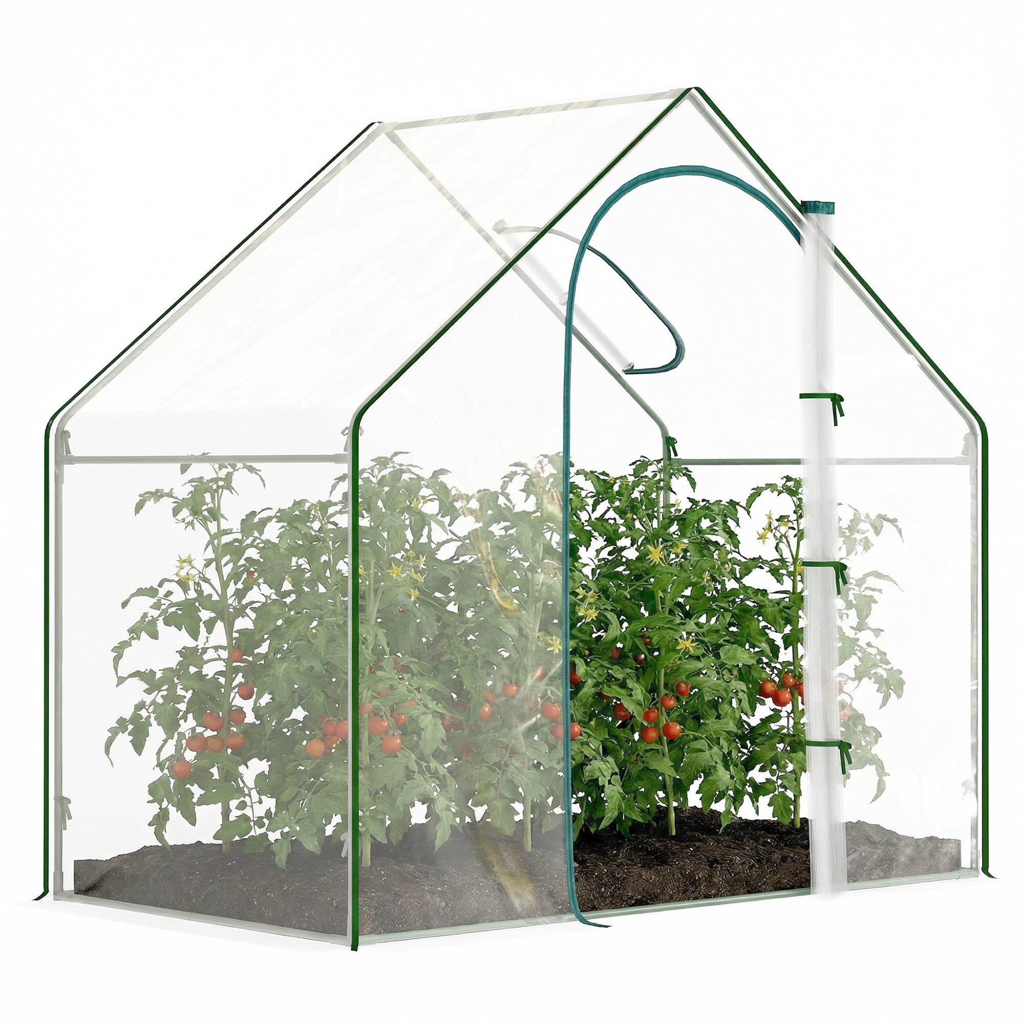 Outsunny Walk In PVC Greenhouse Garden Outdoor Flower Planter Steel Frame w/ Zipped Door & Window 180 x 100 x 168CM White