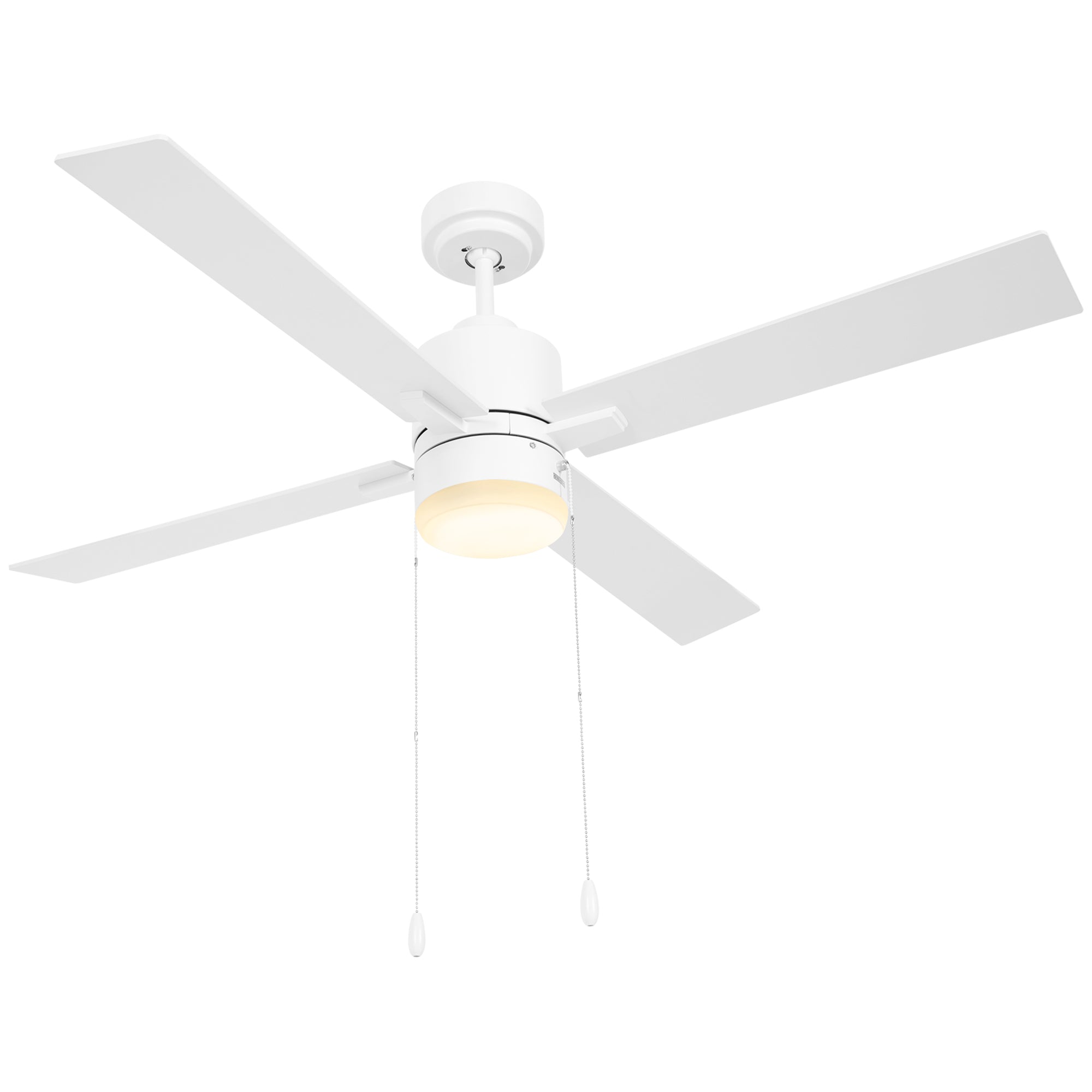 HOMCOM Ceiling Fan with LED Light, Flush Mount Ceiling Fan Lights with Reversible Blades, Pull-chain, White and Natural Tone - North Peak Garden Furniture