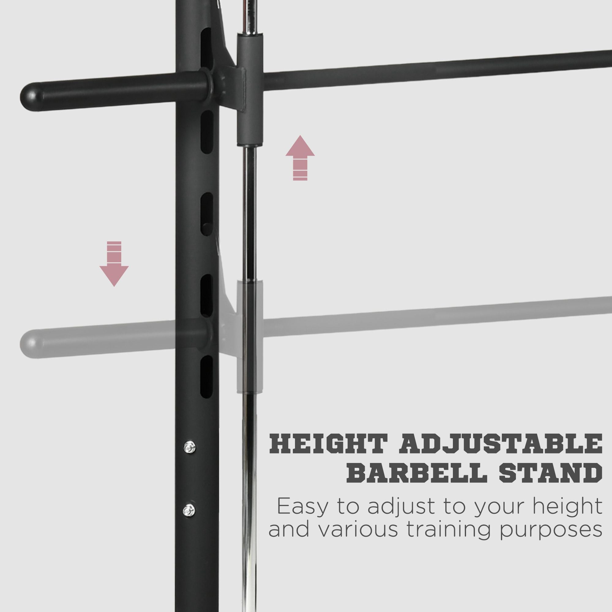 HOMCOM Adjustable Squat Rack, with Pull Up Bar, Barbell Bar for Home Gym - North Peak Garden Furniture