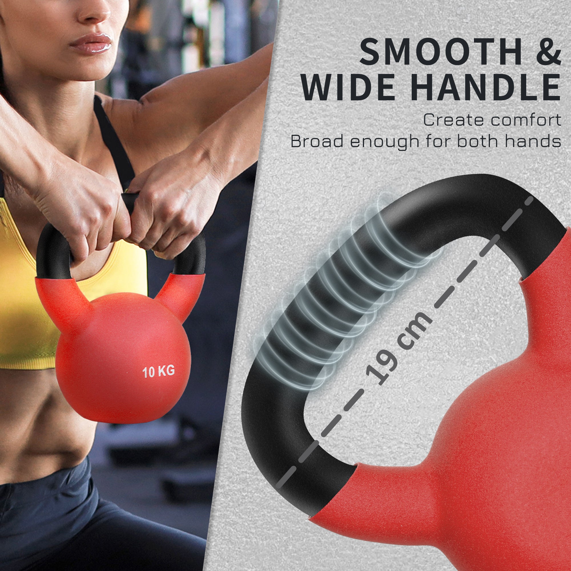 HOMCOM Soft Kettlebell, 10kg Kettle Bell with Non-Slip Handle for Home Gym Weight Lifting and Strength Training, Red - North Peak Garden Furniture