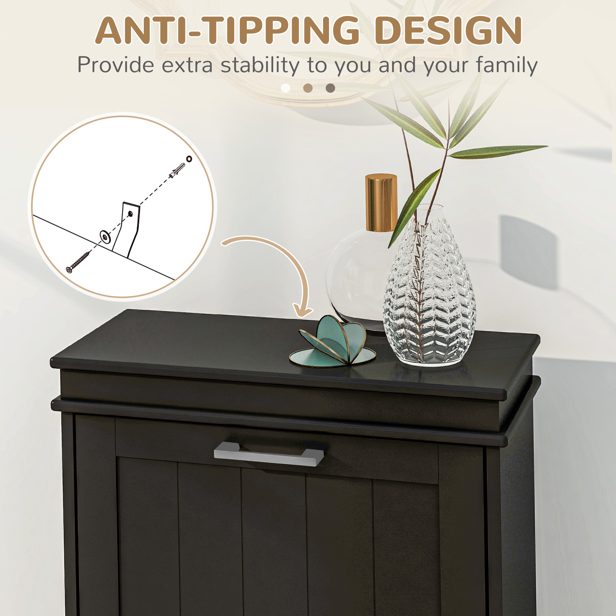 HOMCOM Two-Drawer Minimalistic 10-Shoe Cabinet - Black