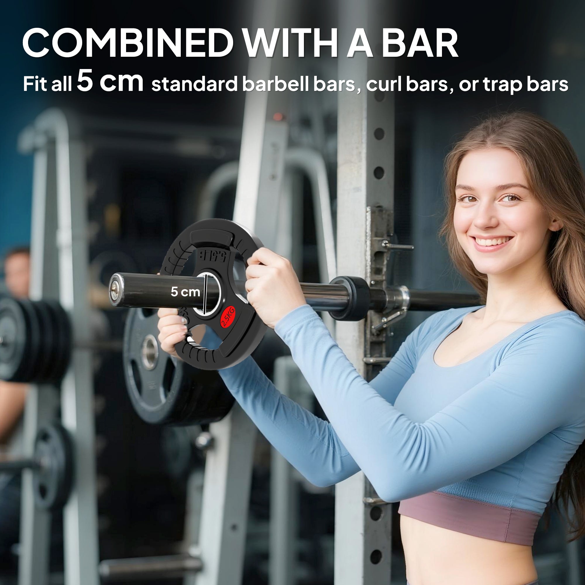 SPORTNOW Olympic Weight Plates, 2"/5cm Weight Disc Pair with Tri-Grips, 2 x 2.5kg Dumbbell Plates for Weightlifting and Strength Training Home Gym Fitness Workout, Black