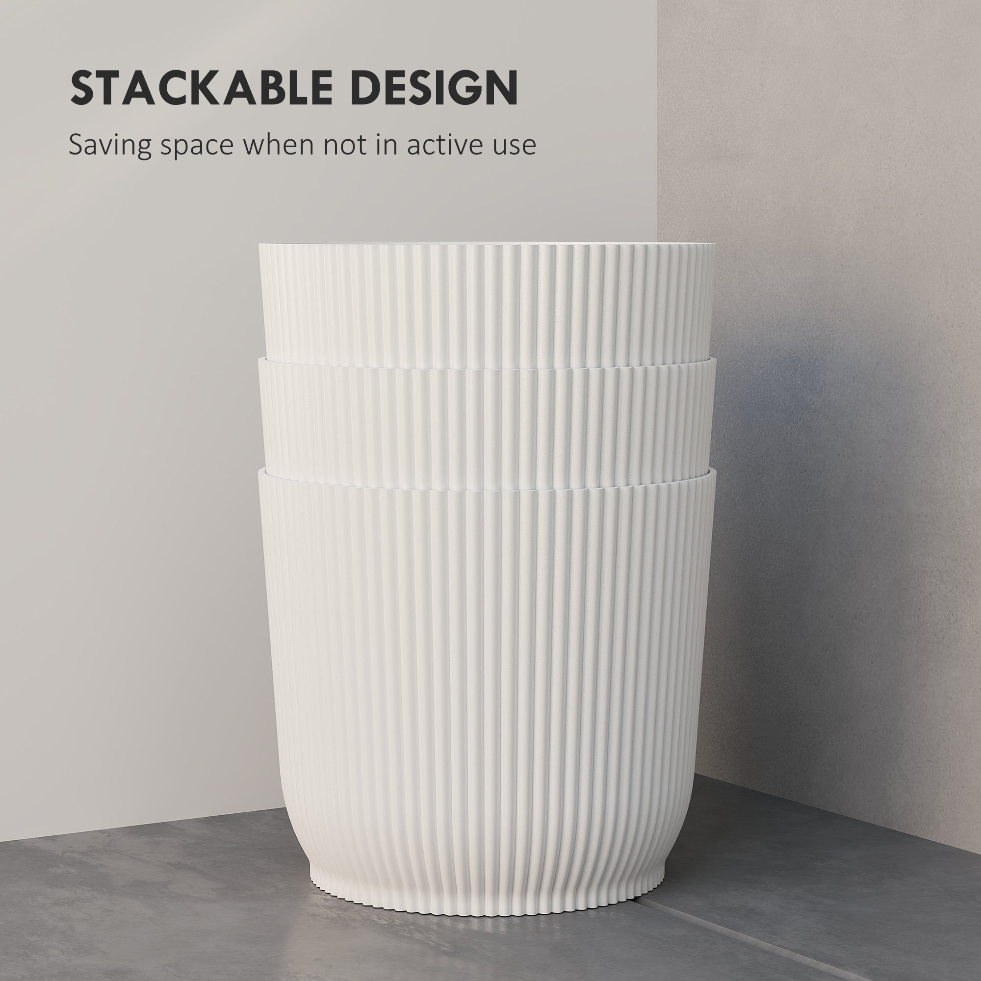 Outsunny Set of Three Ф22cm Planters - White - North Peak Garden Furniture