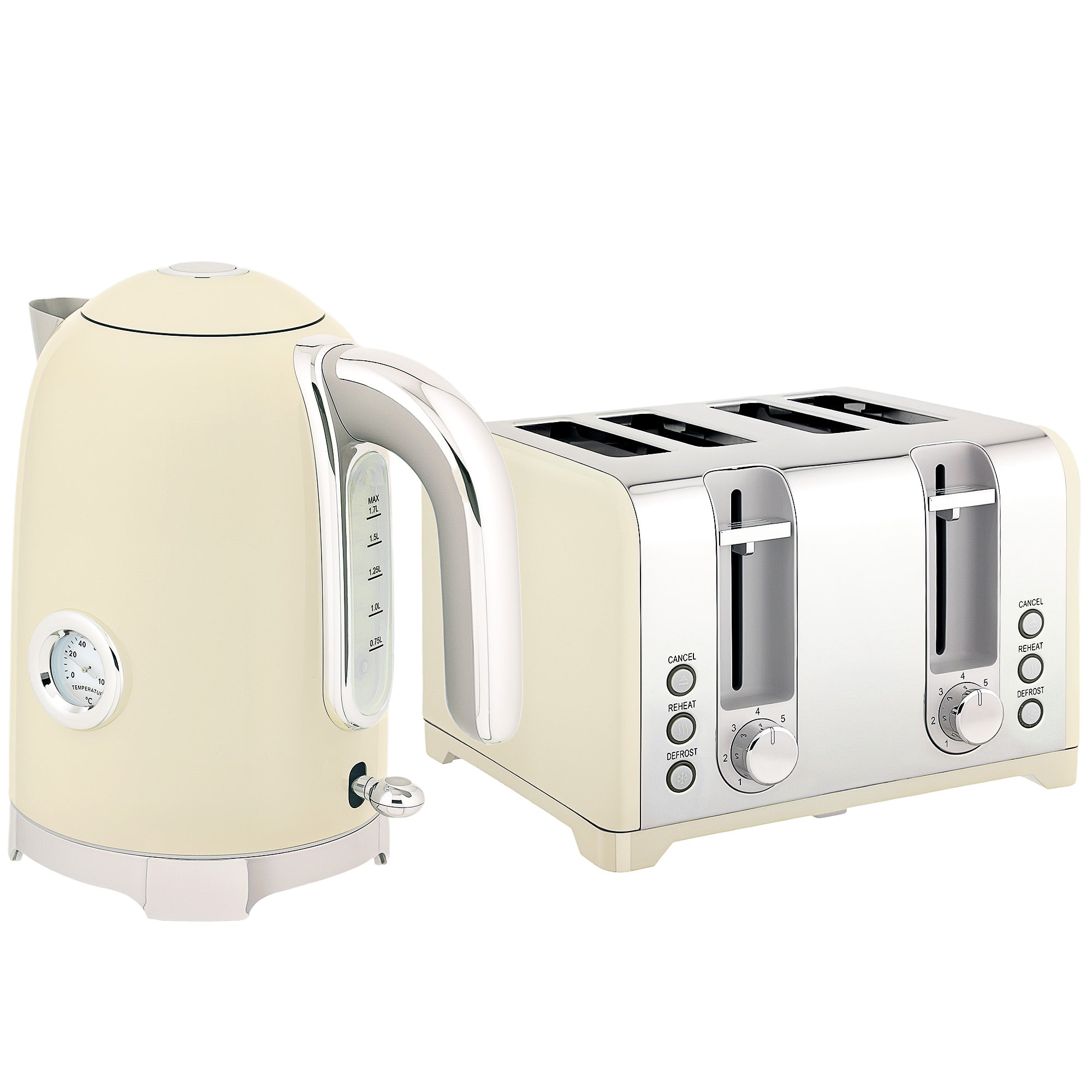 HOMCOM Retro 3000W Kettle and Toaster Set - Cream
