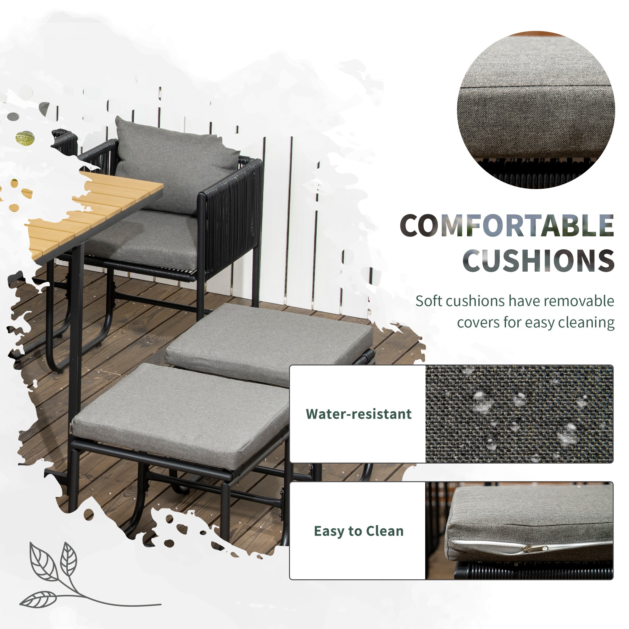 Outsunny 10 Seater Rattan Cube Garden Furniture Set, Rattan Dining Set with Cushions, Outdoor Dining Table and Chairs with 6 Armchairs, 4 Stools, Rectangular Wood Grain Plastic Top Table, Black - North Peak Garden Furniture