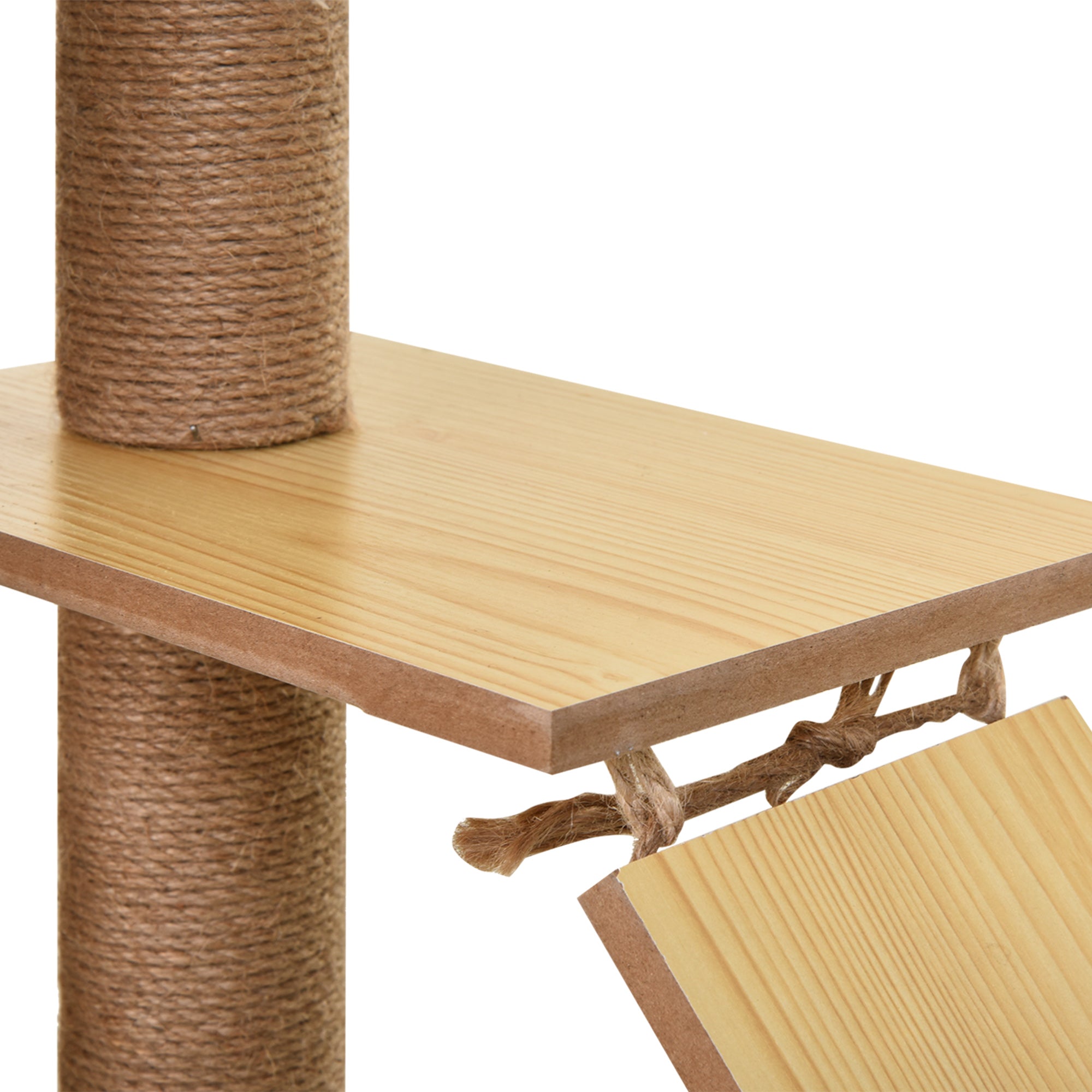 PawHut 130cm Cat Tree for Indoor Cats, Multi-Level Plush Cat Tower, with Five Scratching Posts, Two Perches, Cat House, Hammock - North Peak Garden Furniture