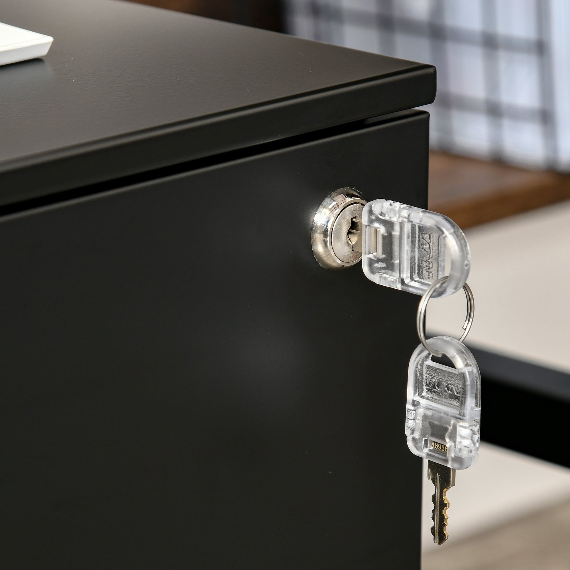 Vinsetto 2-Drawer Vertical File Cabinet, Lockable Steel Filing Cabinet with Pencil Tray and Hanging Bar for A4, Letter, Legal-sized Files, Fully Assembled Except Casters, Black - North Peak Garden Furniture