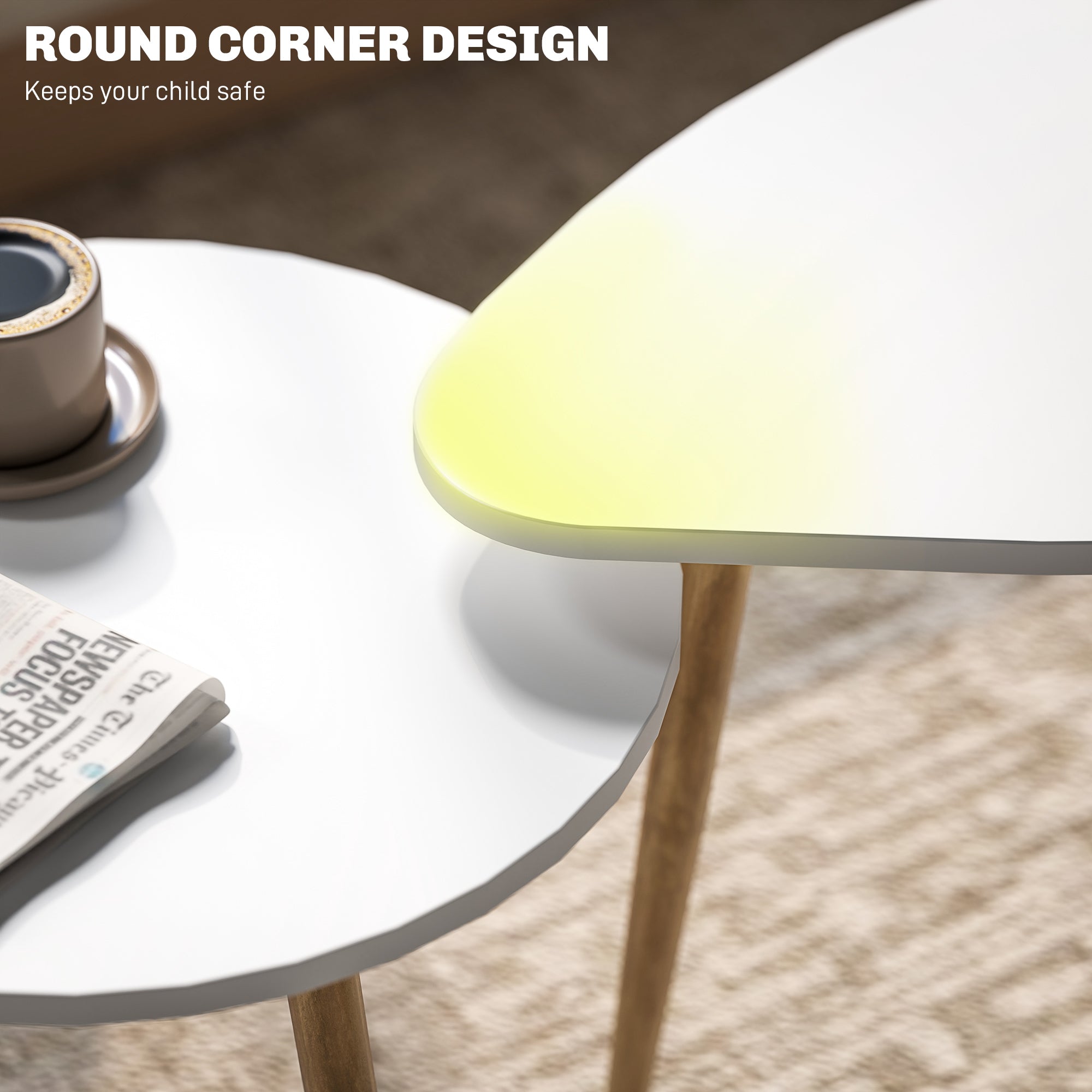 HOMCOM Set of Two Scandinavian-Style Coffee Tables - White - North Peak Garden Furniture