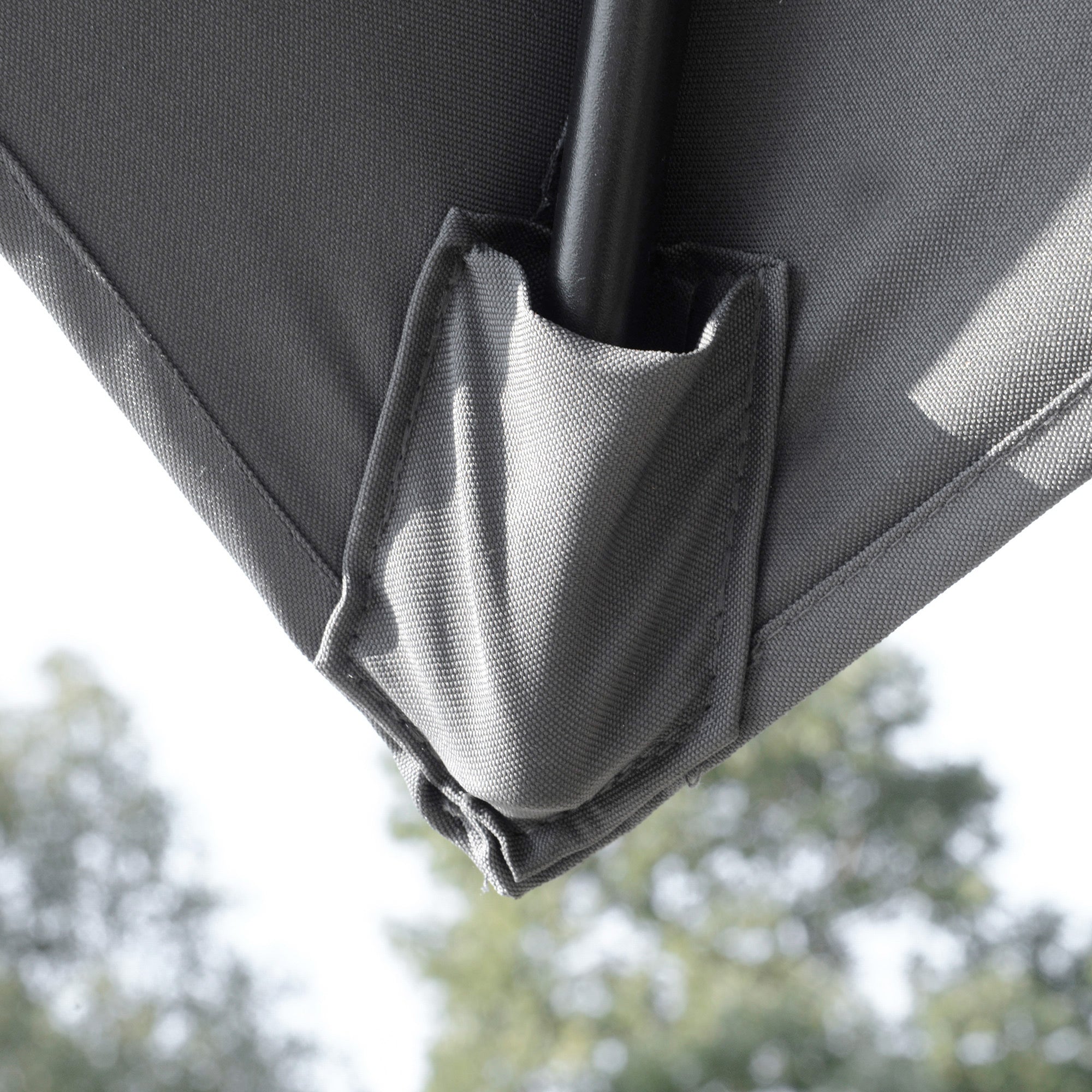 Outsunny 3 x 3(m) Cantilever Parasol with Aluminium Frame, Crank and Tilt, 360° Rotation, Double Top Garden Umbrella with Base and Cover, Light Grey - North Peak Garden Furniture