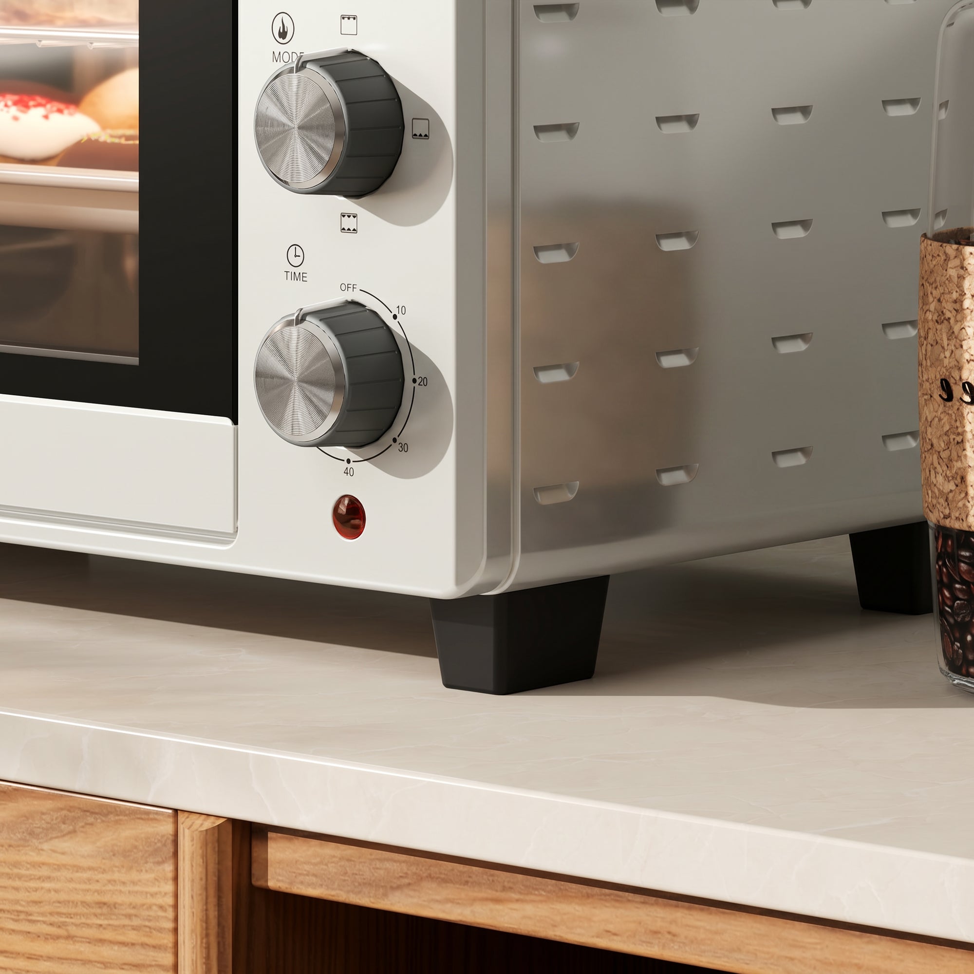HOMCOM 21L Mini Countertop Oven, 100°C-230°C Adjustable Temp - Silver Tone