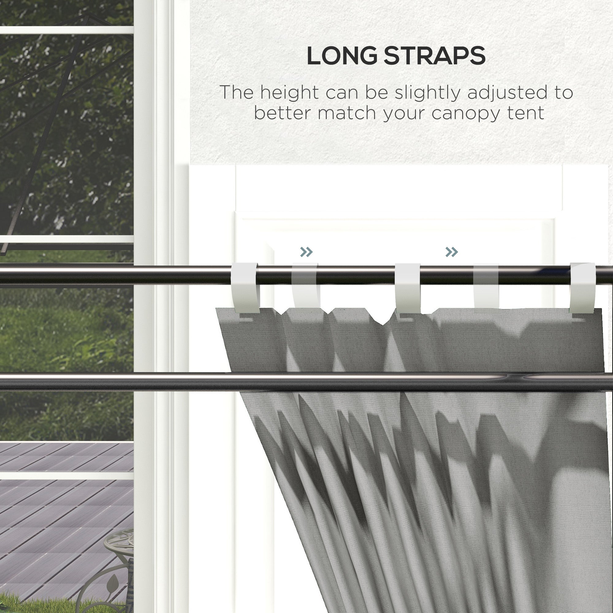 Outsunny Set of Two 295cm Replacement Canopy Walls - Grey - North Peak Garden Furniture